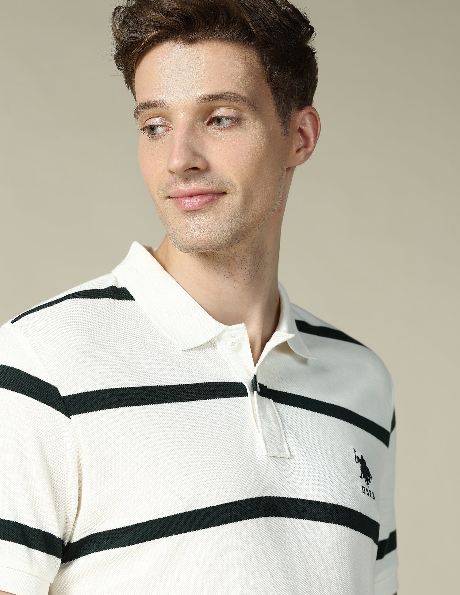 Horizontal Striped Regular Fit Polo Shirt Ivory - U.S. POLO ASSN. | Large