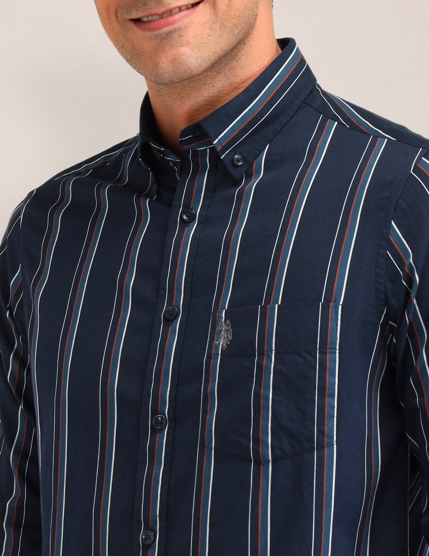 Vertical Striped Regular Fit Shirt Navy - U.S. Polo Assn. India | Large