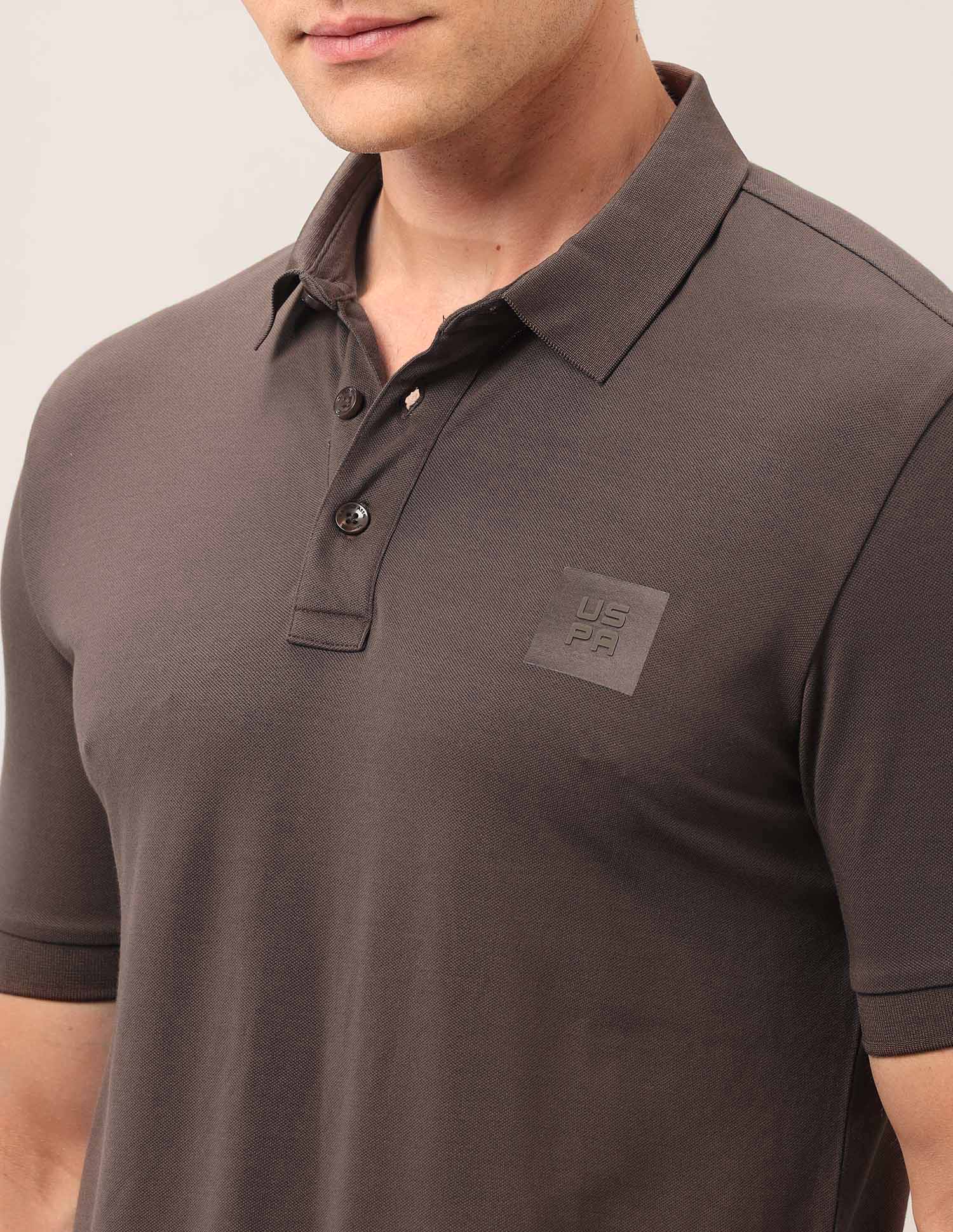 Solid Muscle Fit Polo Shirt Dark Brown - U.S. POLO ASSN. | Large