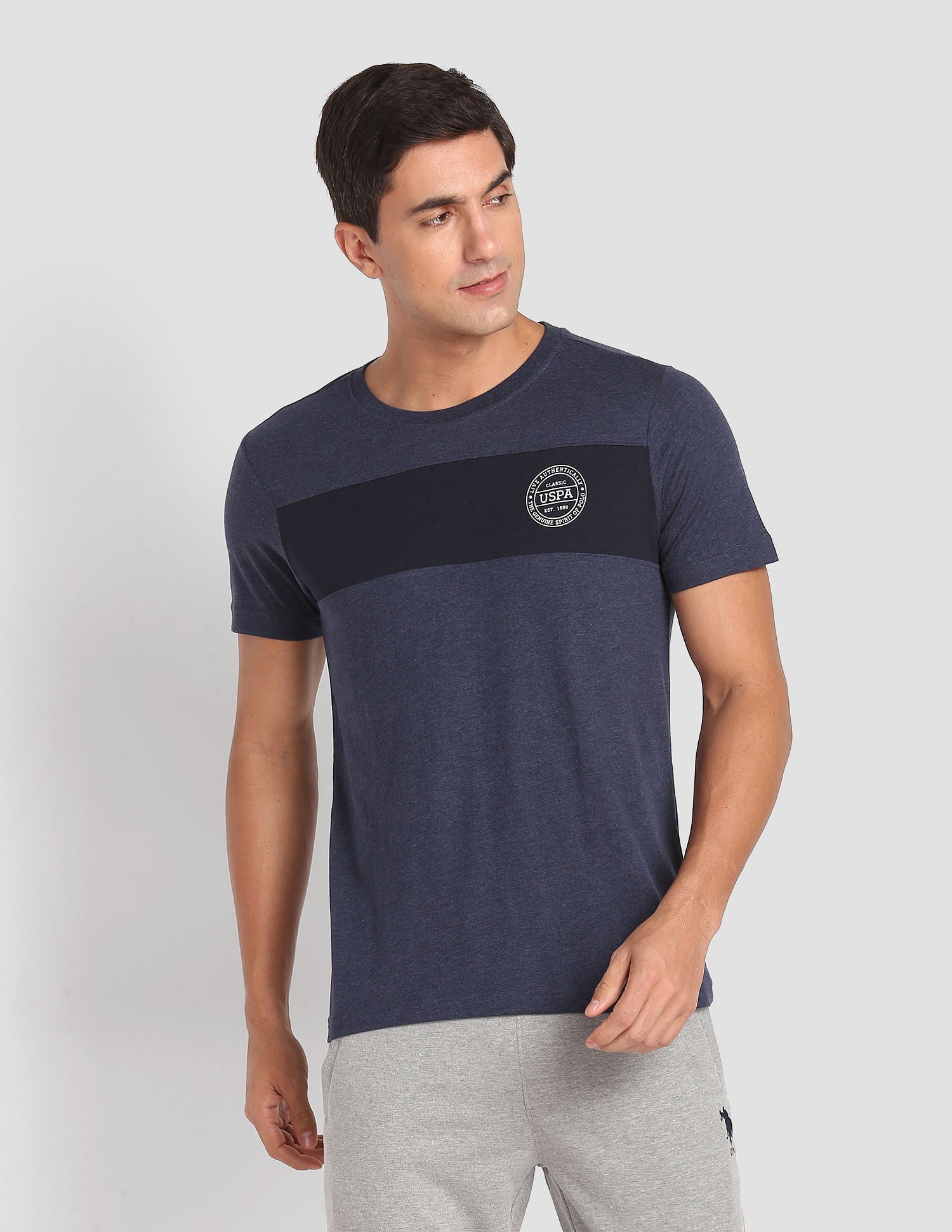 Crew Neck Colour Block I681 Lounge T-Shirt - Pack Of 1 Navy - U.S. POLO ASSN. | Large