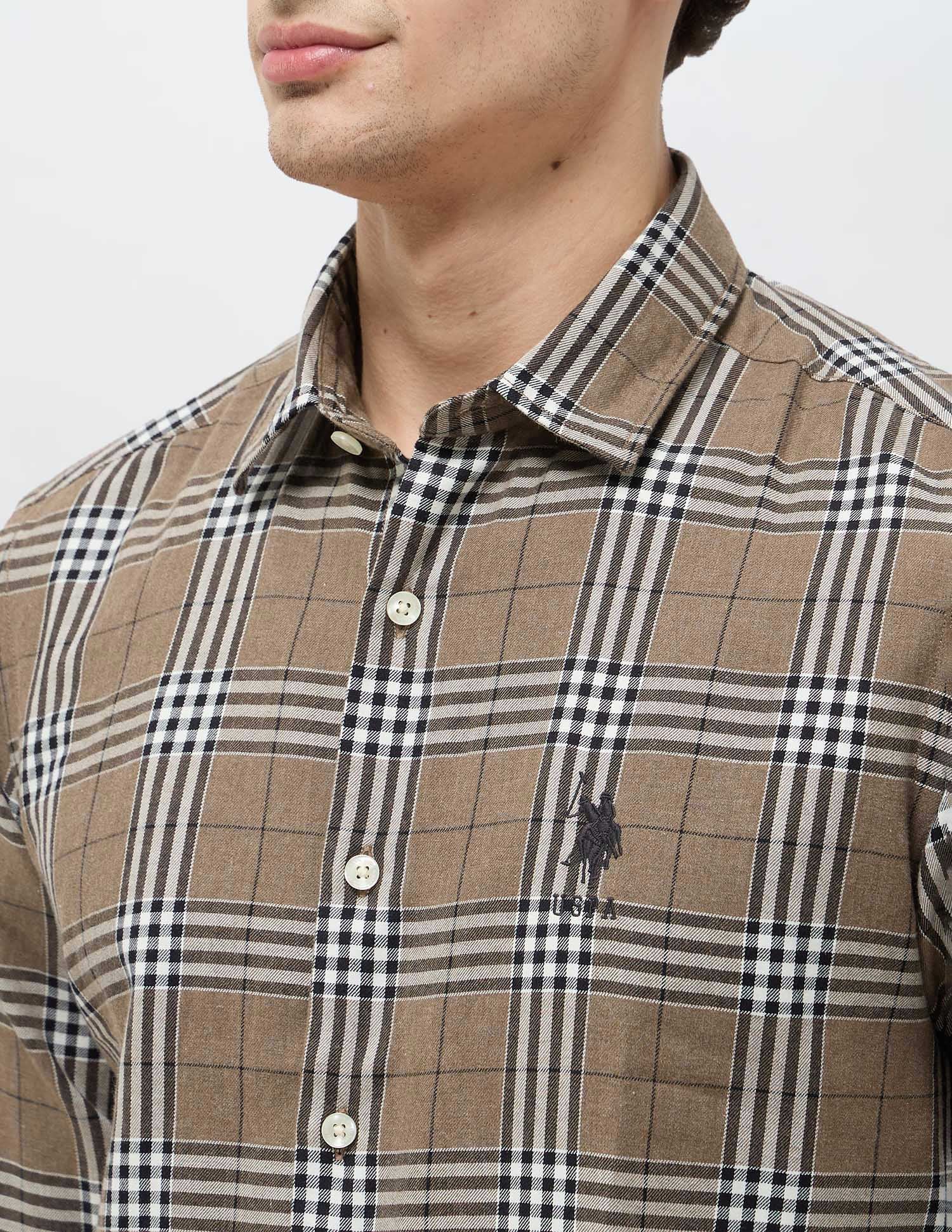 Regular Fit Tartan Checked Shirt Brown - U.S. POLO ASSN. | Large