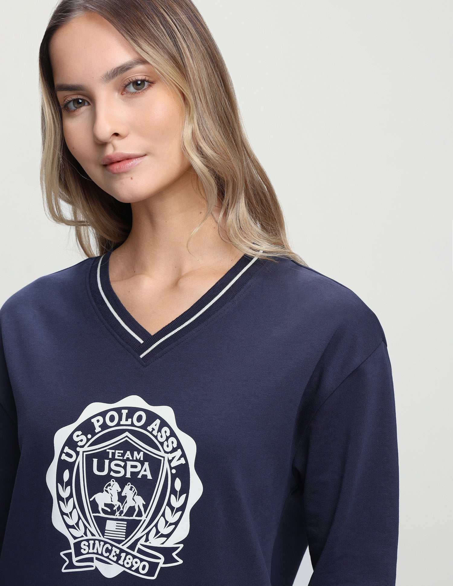 Graphic Brand Printed Oversized Fit Sweatshirt Navy - U.S. Polo Assn. India | Large