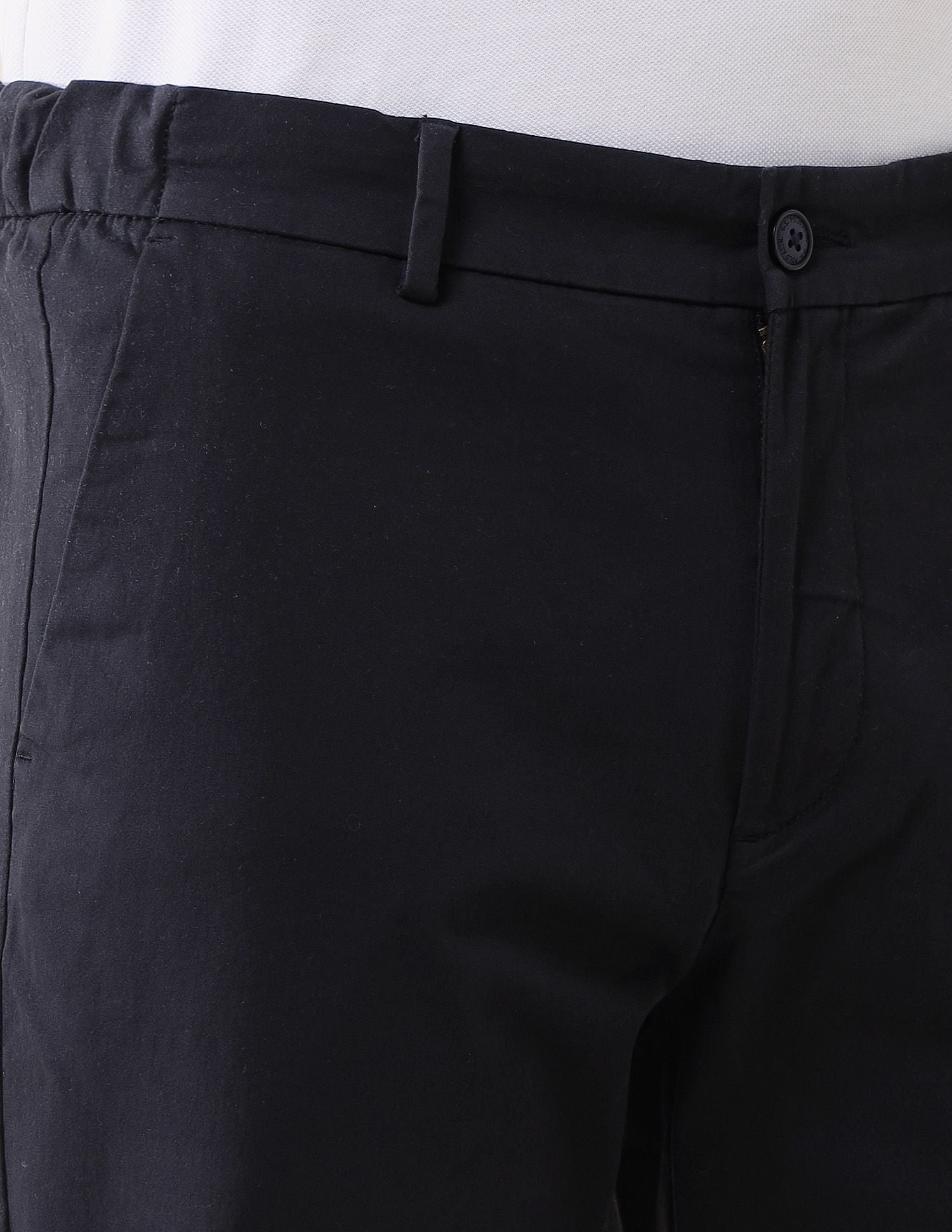 Elasticized Waist Straight Fit Trousers Black - U.S. POLO ASSN. | Large