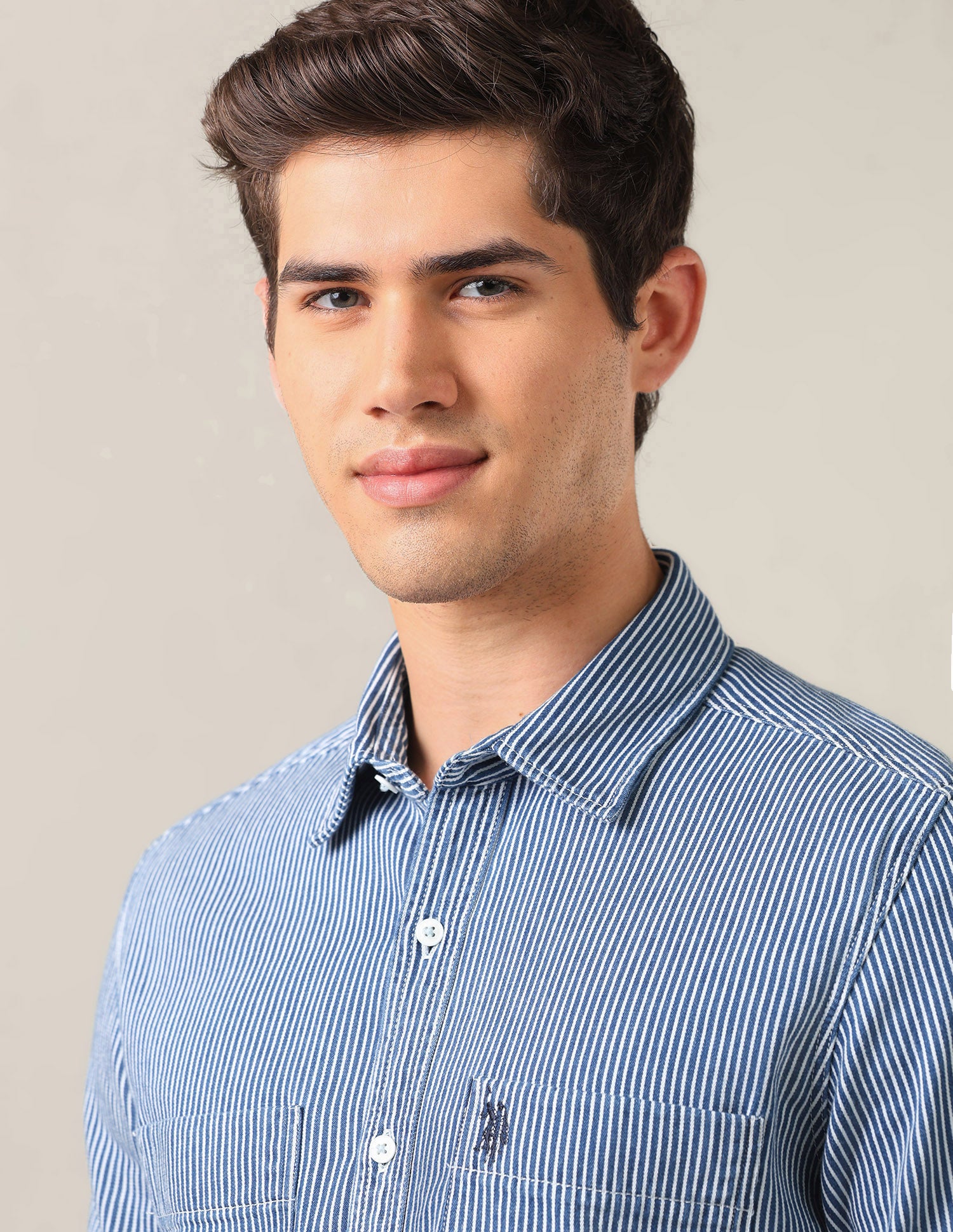 Vertical Striped Regular Fit Shirt Indigo - U.S. Polo Assn. India | Large