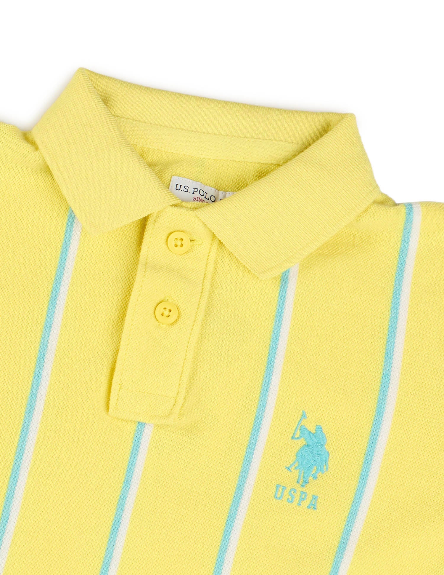 Boys Vertical Striped Regular Fit Polo Shirt Light Yellow - U.S. POLO ASSN. | Large
