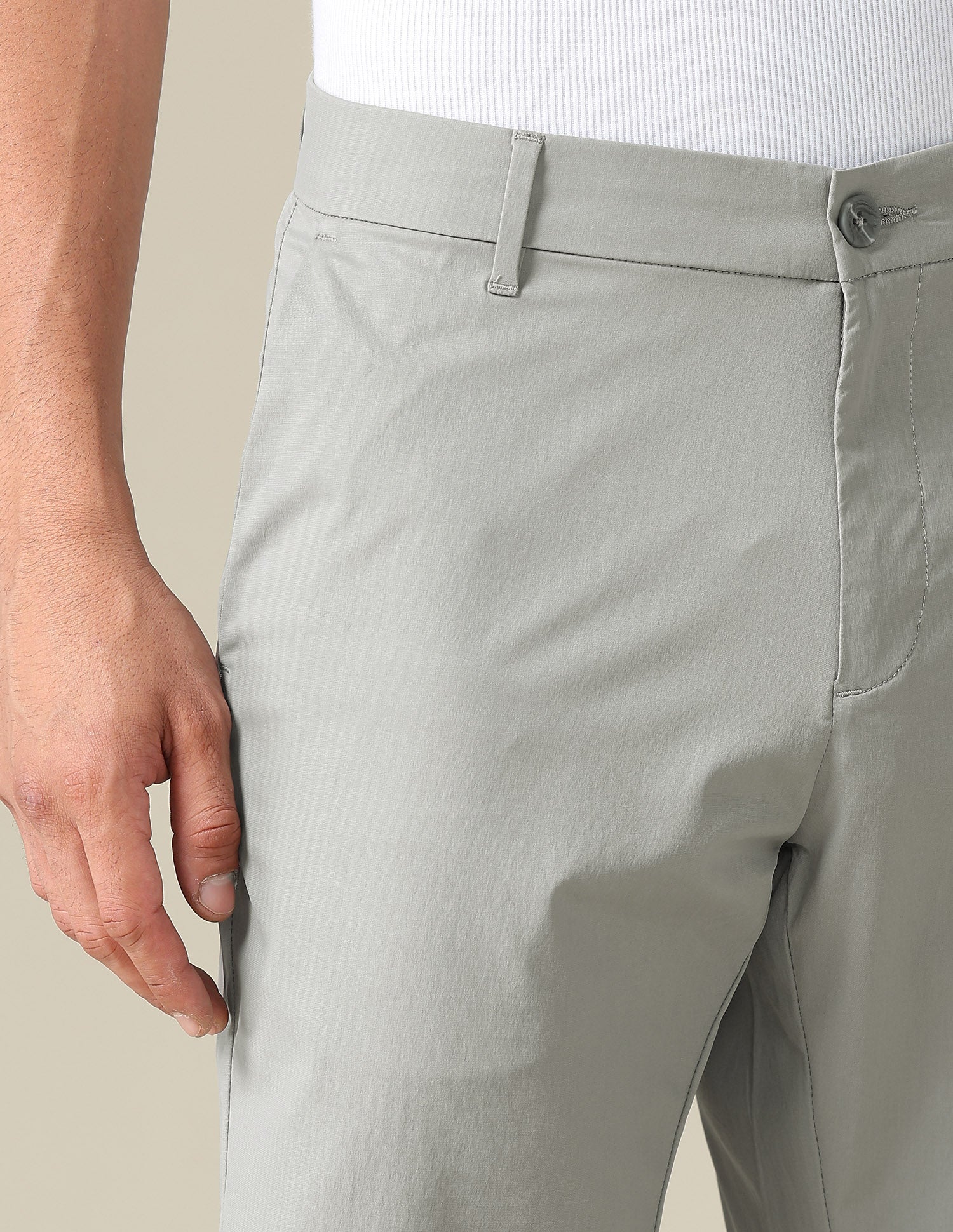 Austin Slim Fit Mid Rise Trousers Light Grey - U.S. POLO ASSN. | Large