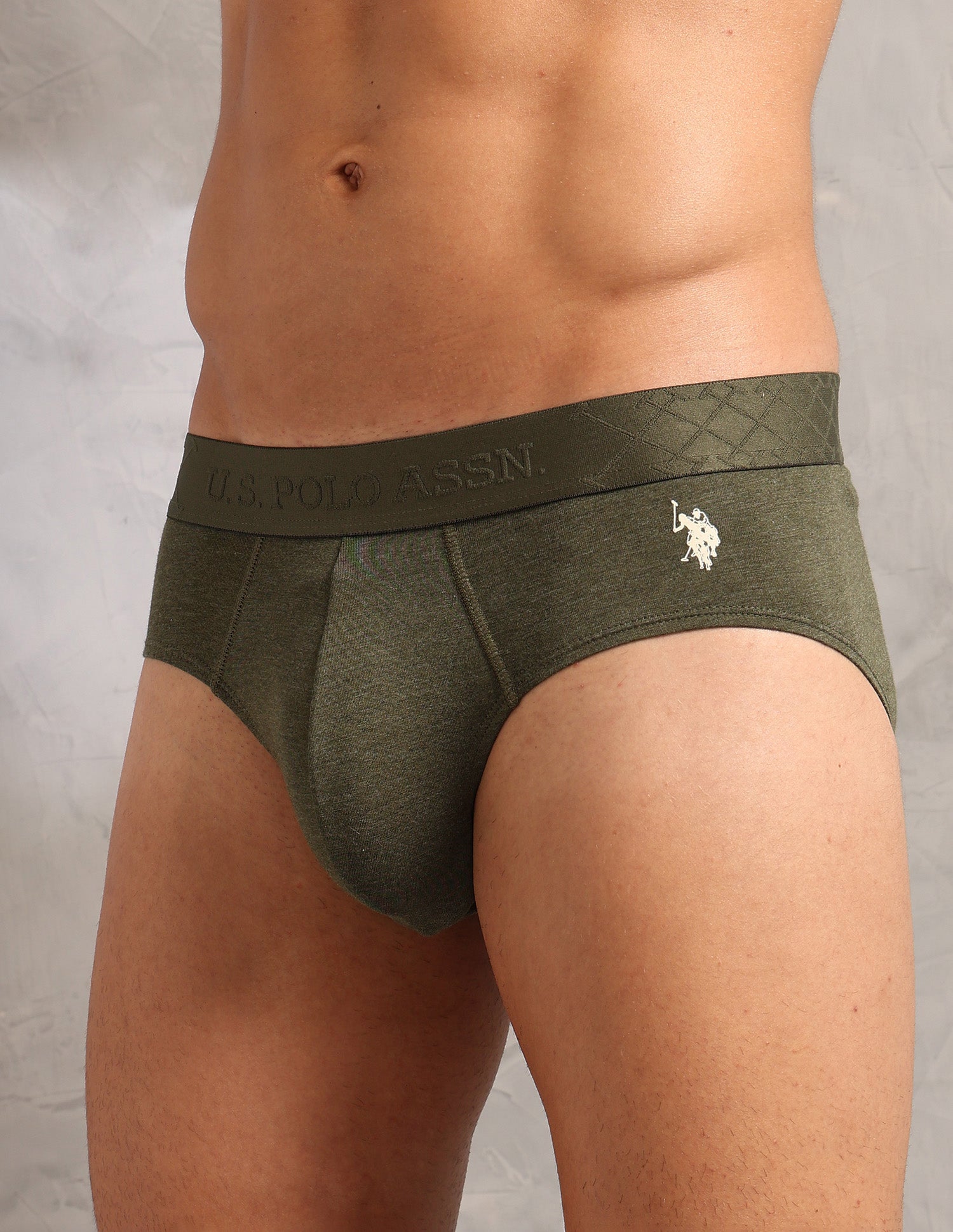 Breathable Bamboo Cotton PB006 Briefs - Pack Of 1 Olive Melange - U.S. POLO ASSN. | Large