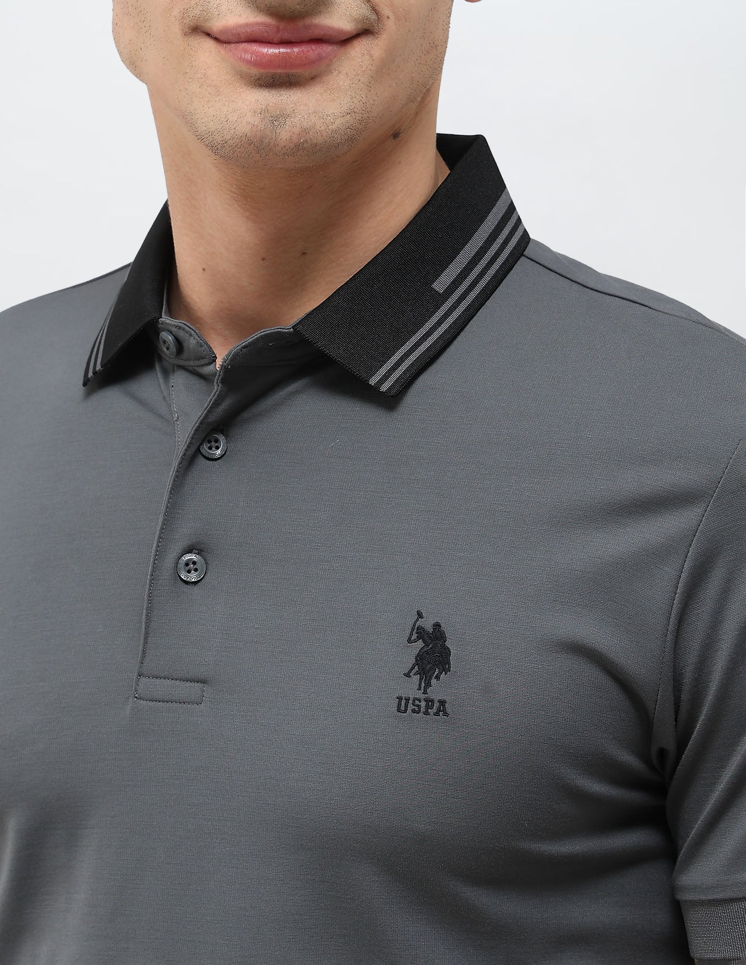 Solid Regular Fit Polo Shirt Dark Grey - U.S. POLO ASSN. | Large