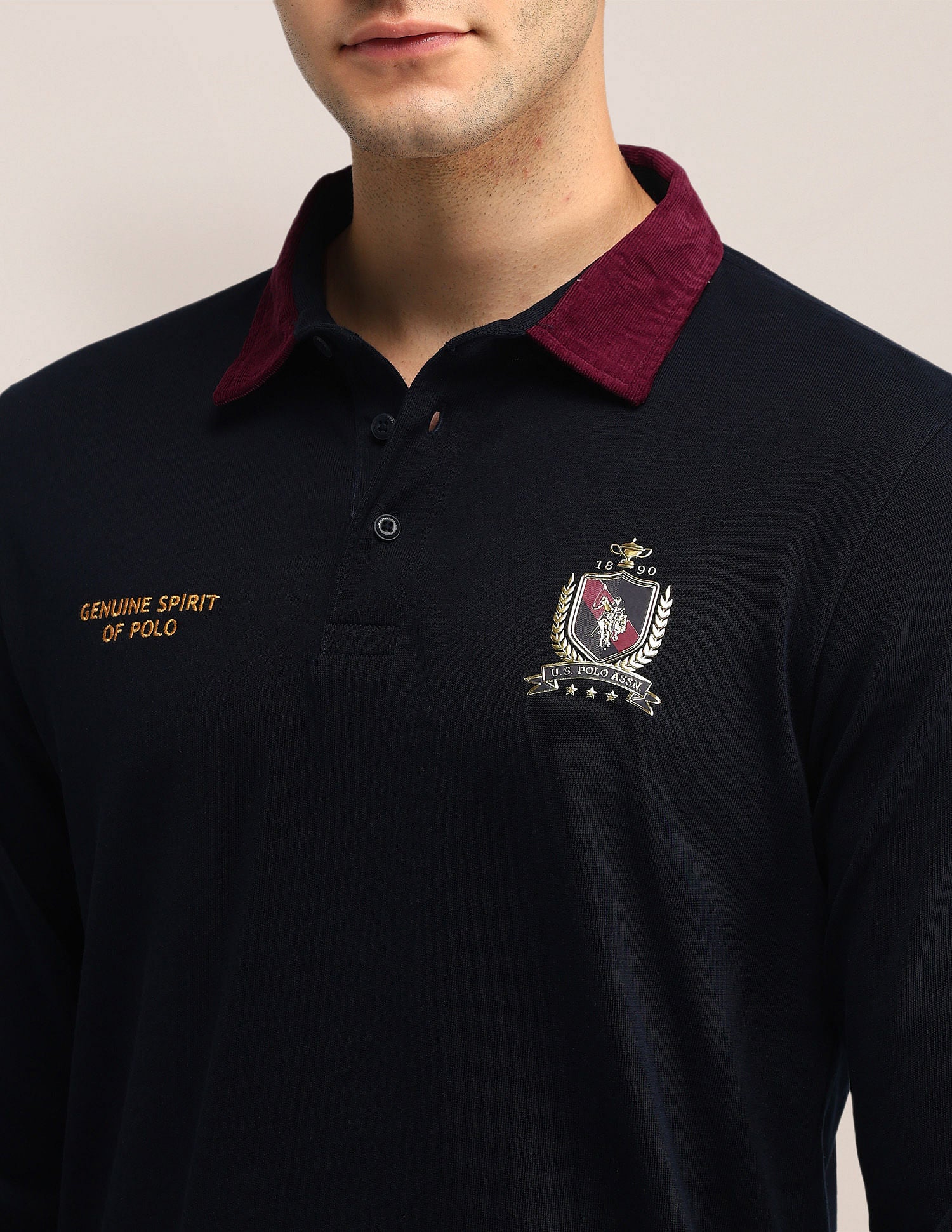 Slim Fit Solid Polo Shirt Navy - U.S. Polo Assn. India | Large