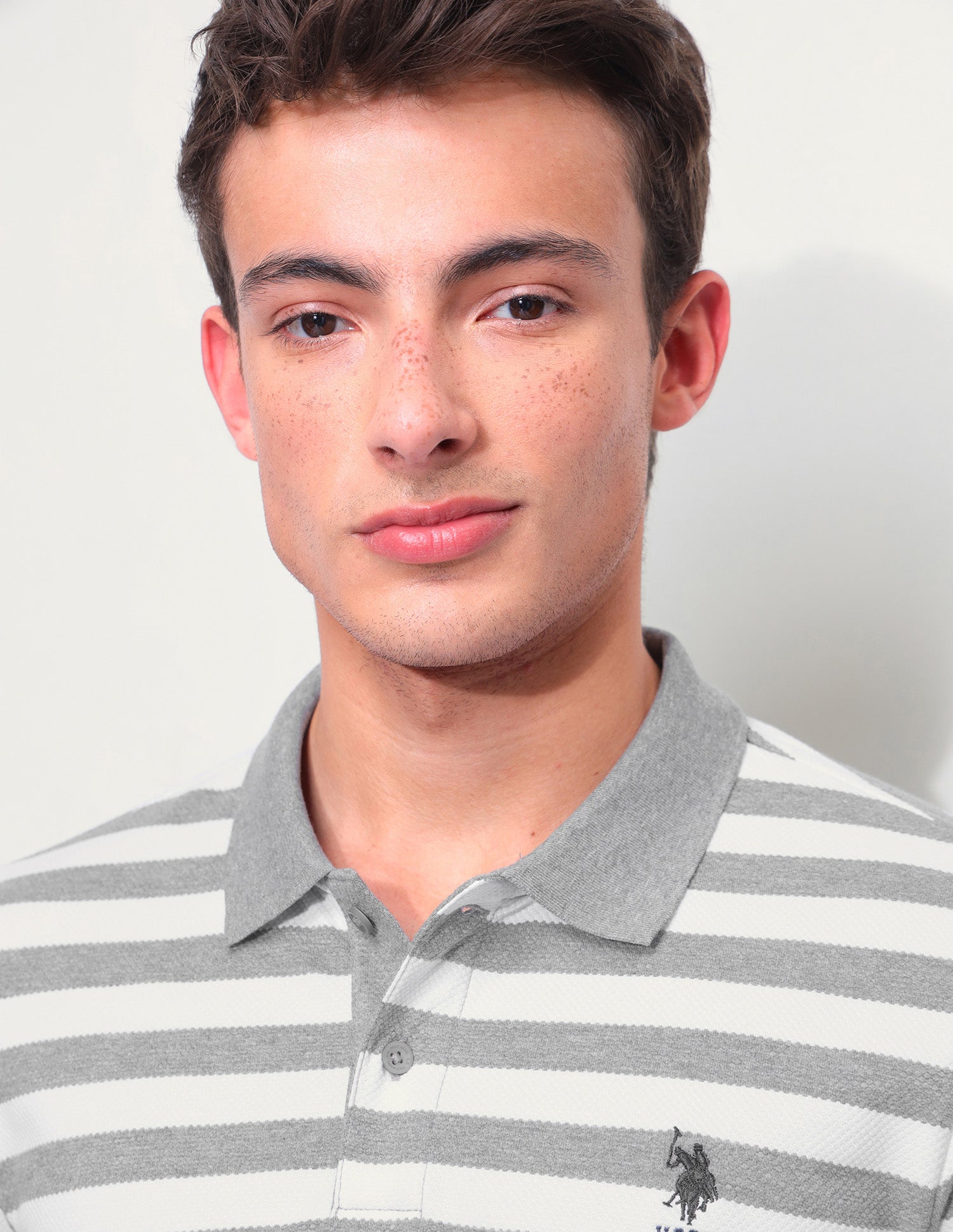 Horizontal Striped Slim Fit Polo Shirt Grey - U.S. Polo Assn. India | Large