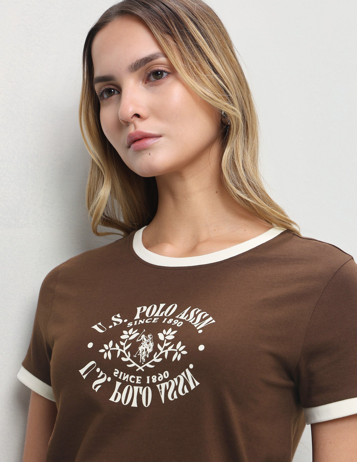Graphic Brand Printed Regular Fit T-Shirt Brown - U.S. Polo Assn. India | Large