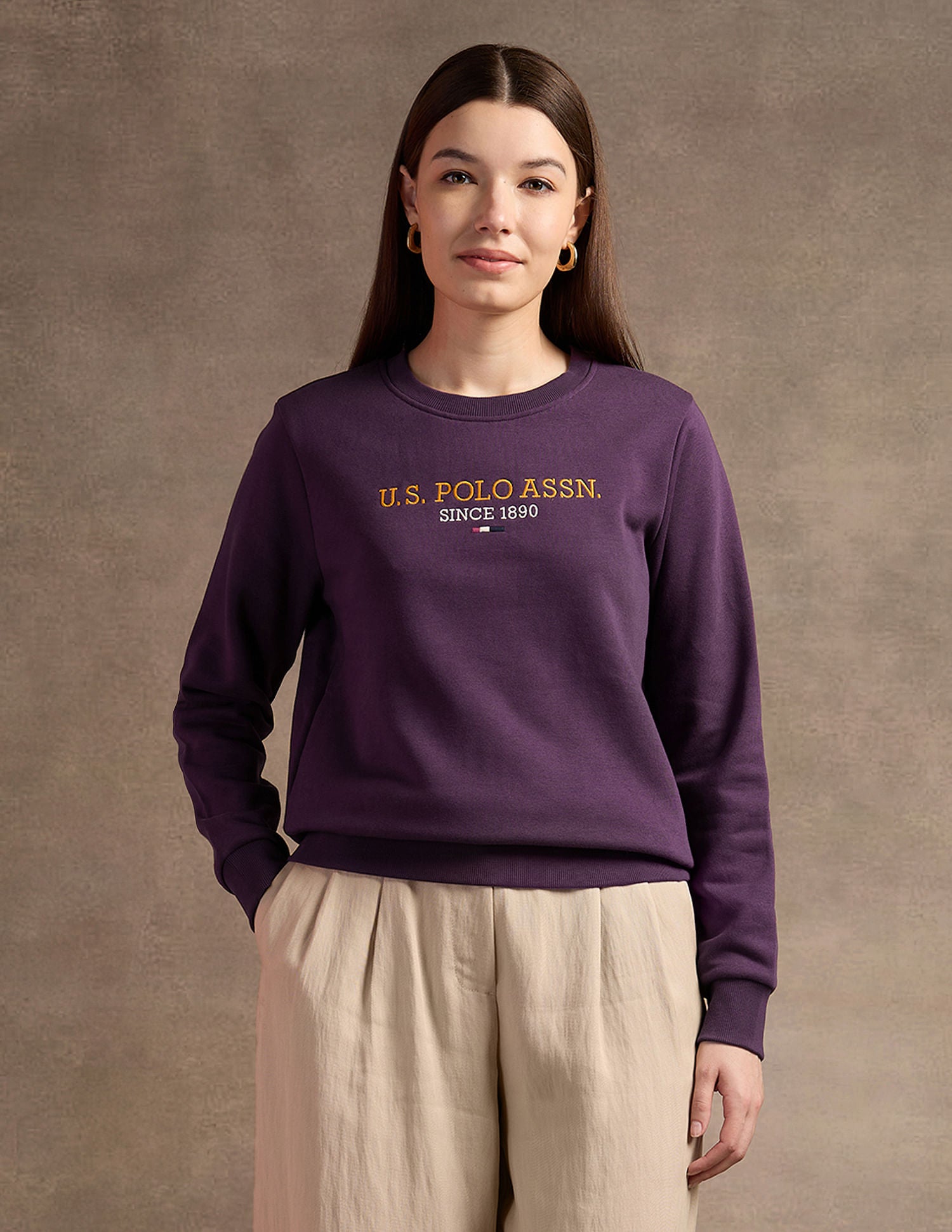 Hd Print Regular Fit Sweatshirt Wine - U.S. Polo Assn. India | Large