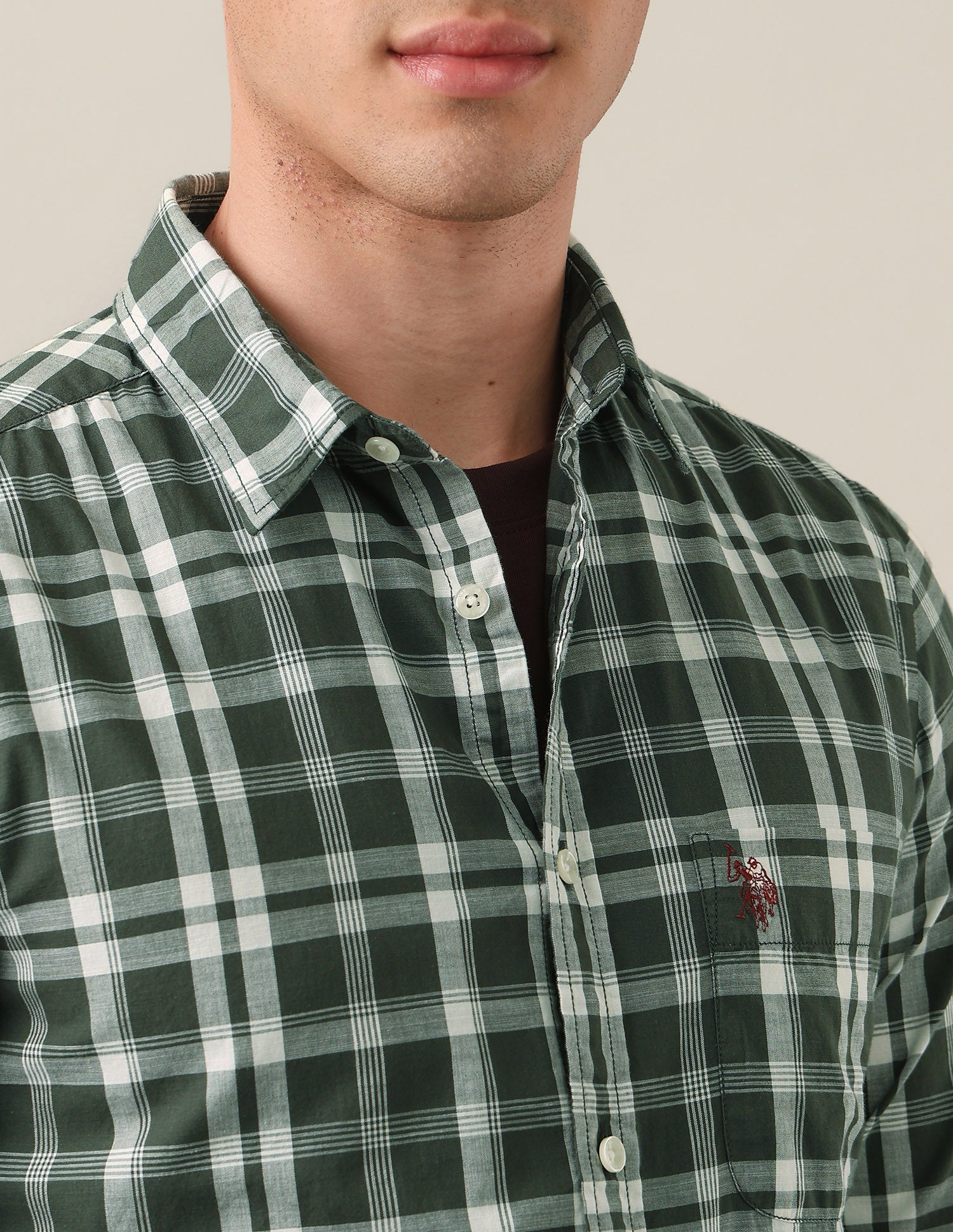 Regular Fit Tartan Checked Shirt Green - U.S. Polo Assn. India | Large