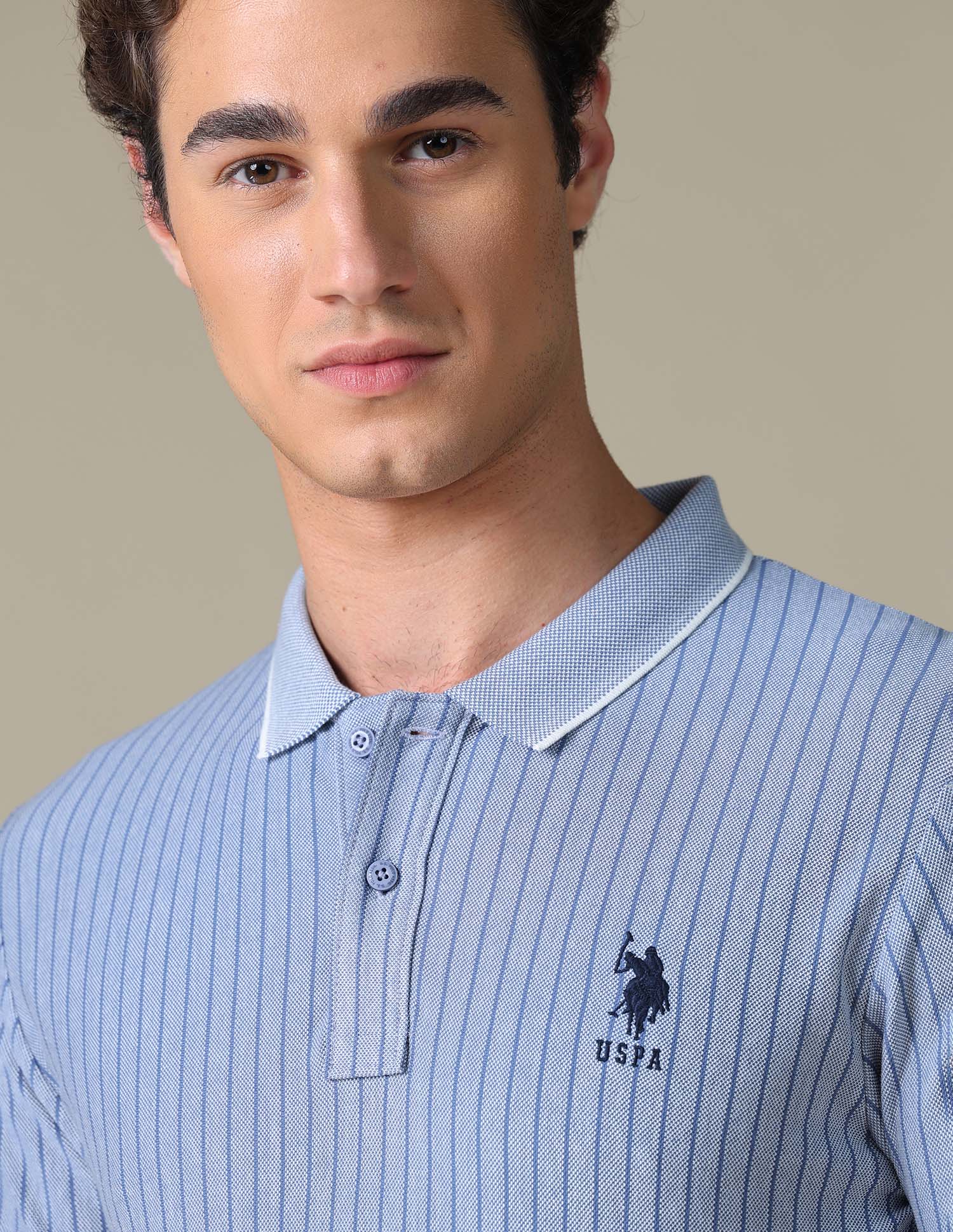 Vertical Striped Regular Fit Polo Shirt Ivory - U.S. Polo Assn. India | Large