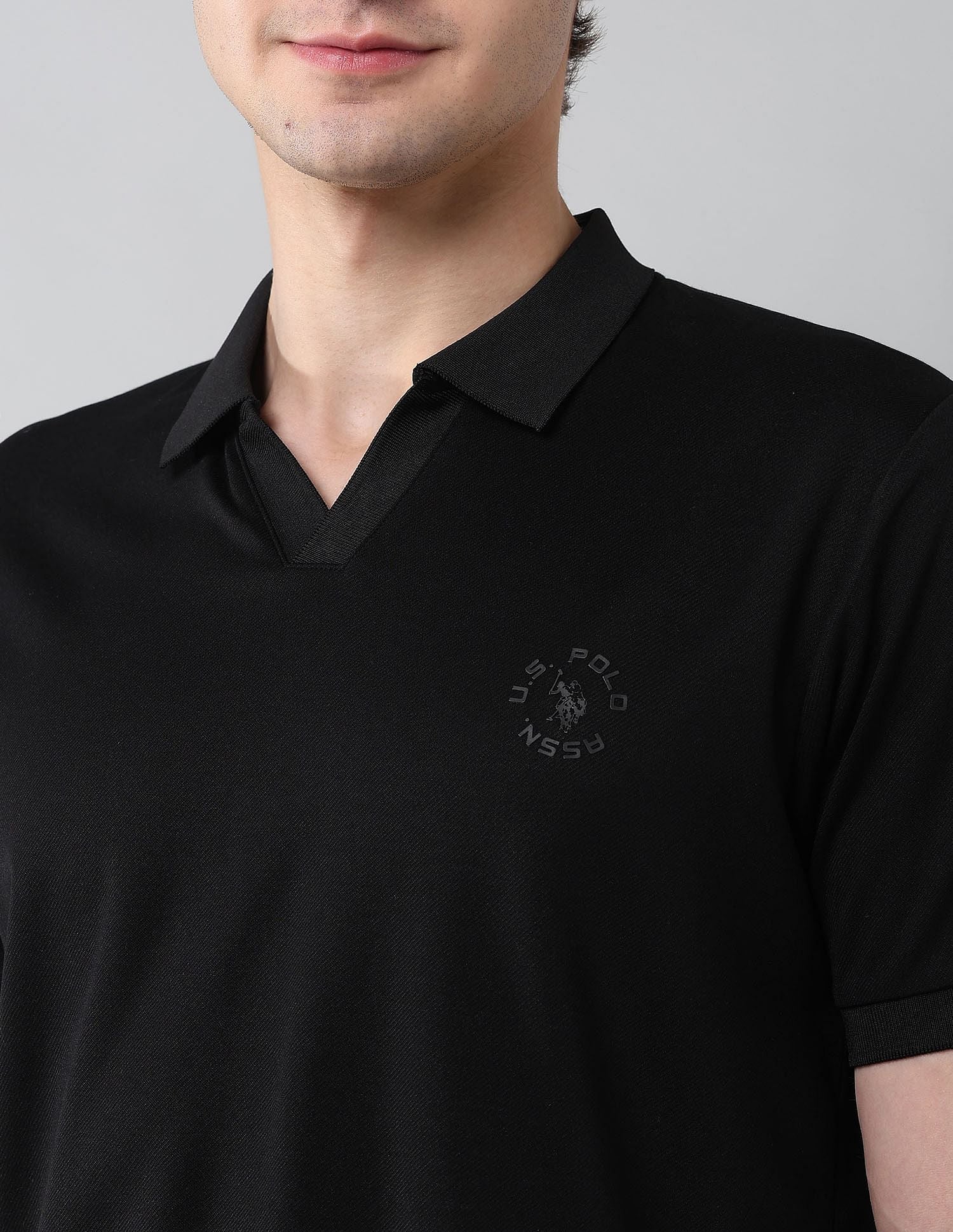 Pure Cotton Muscle Fit Polo Shirt Black - U.S. Polo Assn. India | Large