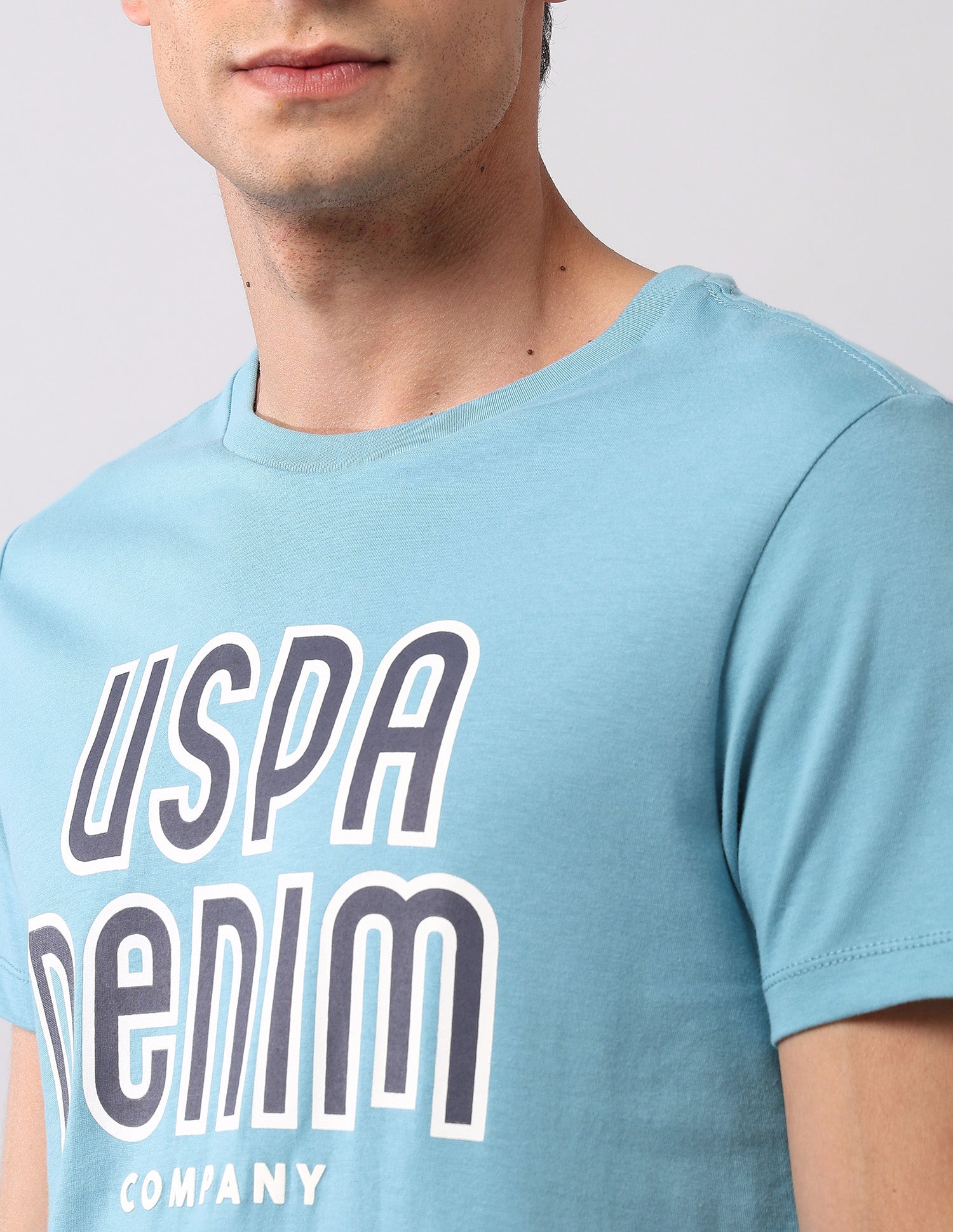 Pure Cotton Brand Printed T- Shirt Light Blue - U.S. Polo Assn. India | Large