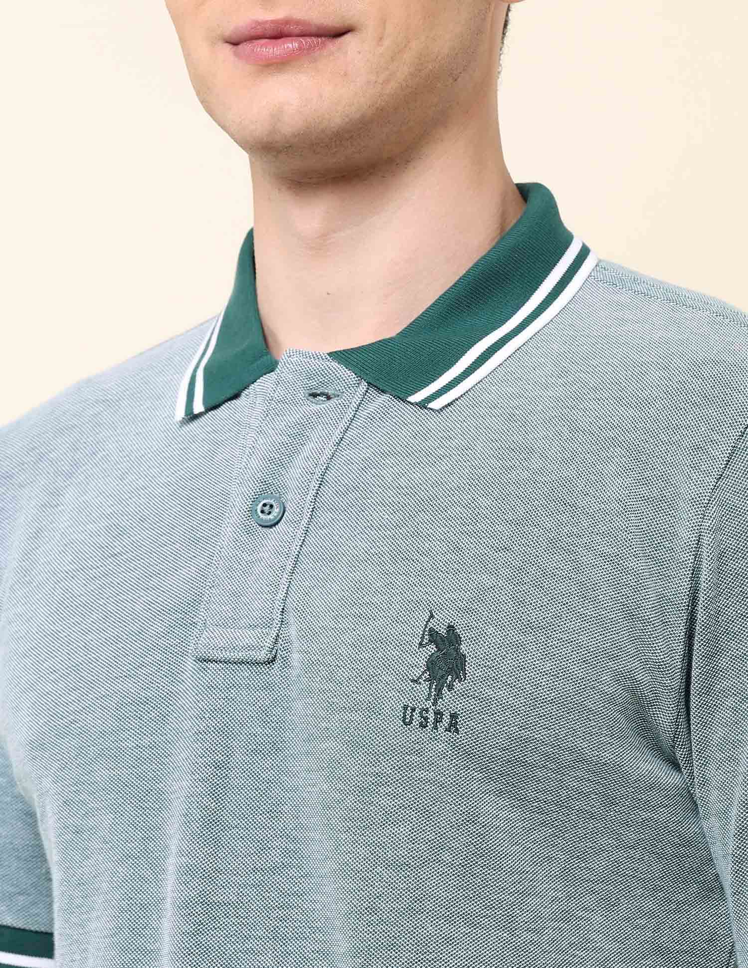 Heathered Classic Polo Shirt Dark Green - U.S. POLO ASSN. | Large