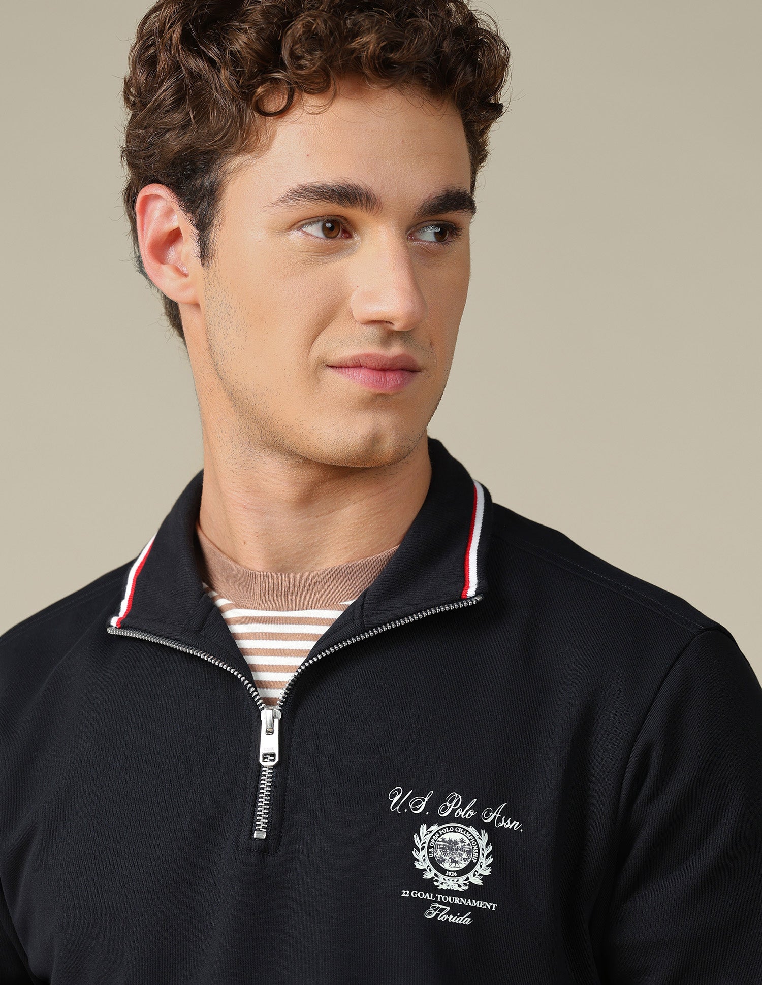 Solid Zipper Sweatshirt Navy - U.S. Polo Assn. India | Large