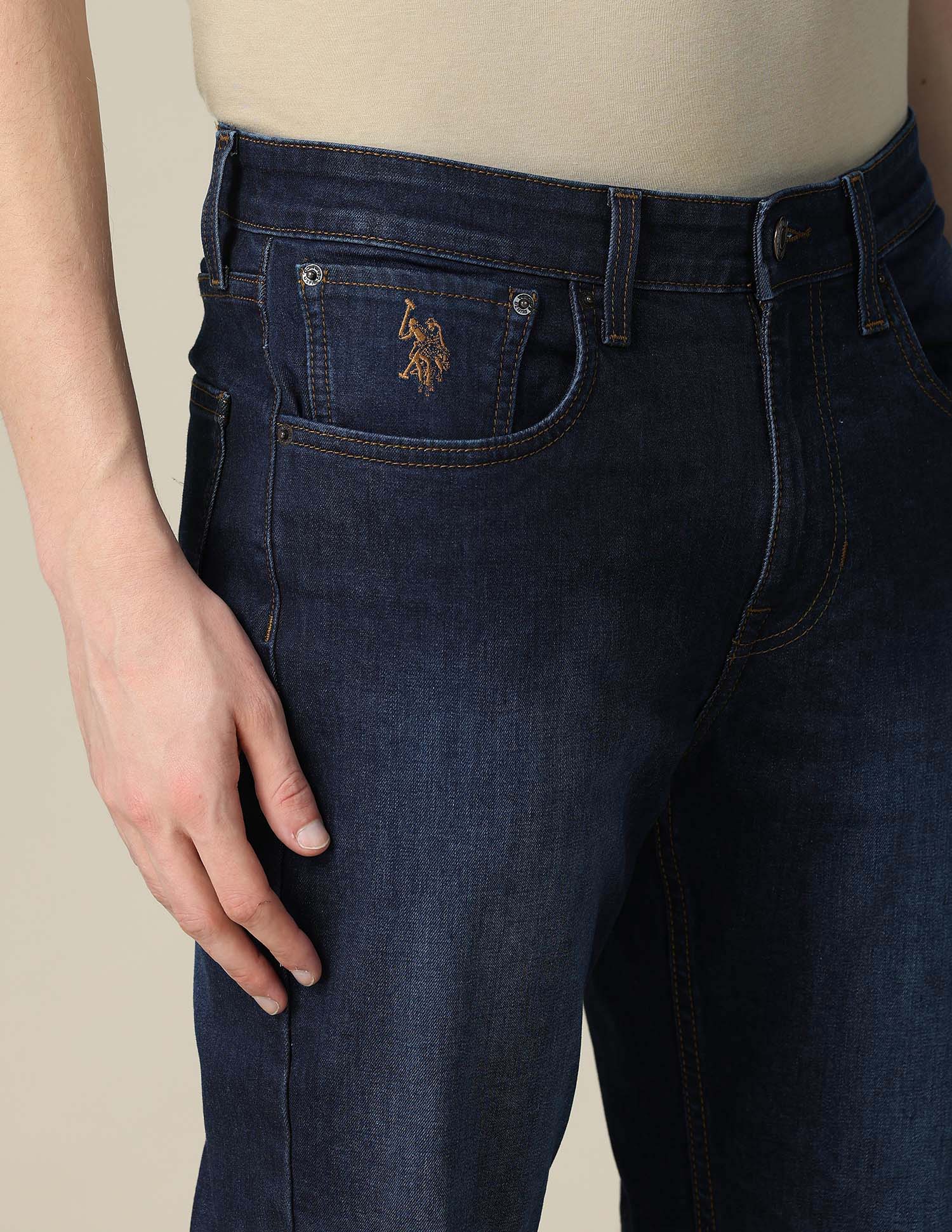 Cole Comfort Cropped Fit Blue Jeans Dark Indigo - U.S. POLO ASSN. | Large