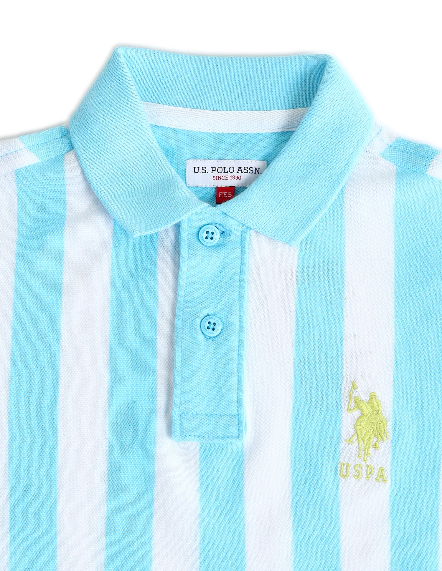 Boys Vertical Striped Regular Fit Polo Shirts Light Blue - U.S. POLO ASSN. | Large