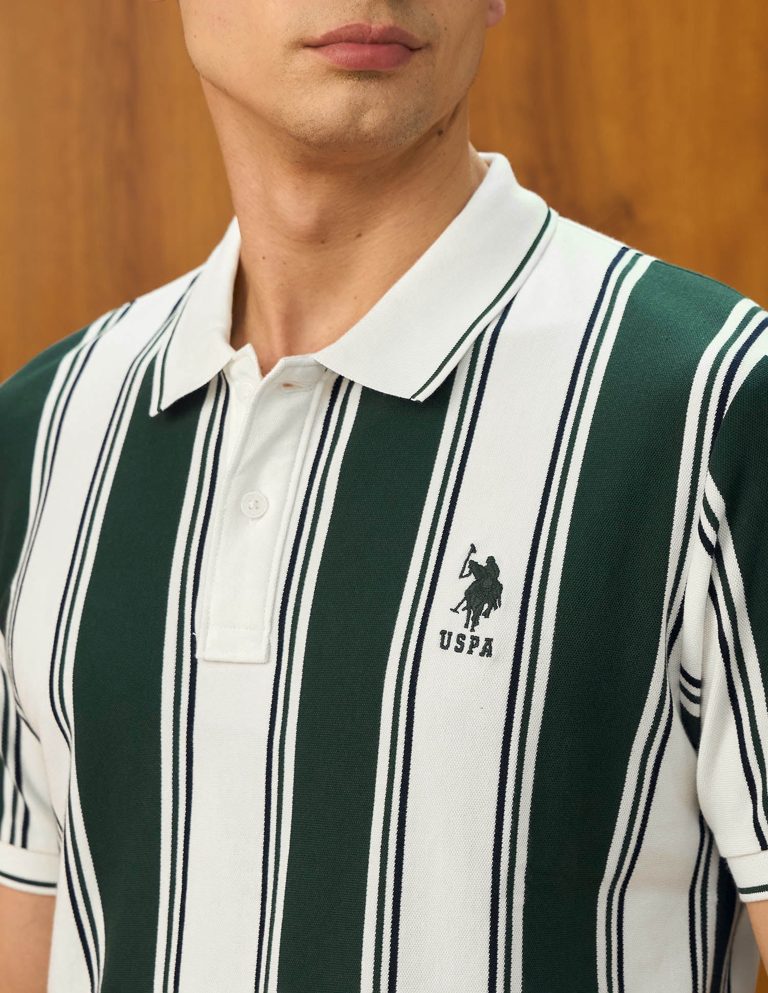 Vertical Striped Varsity Theatre Polo Shirt Olive - U.S. POLO ASSN. | Large