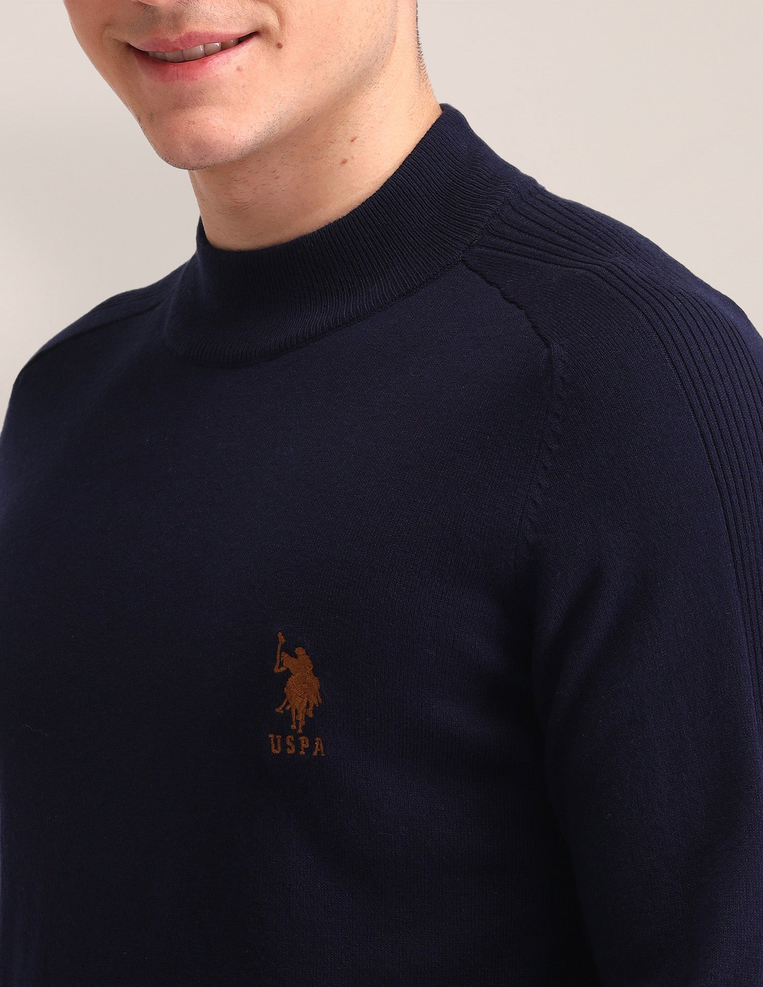 Textured Regular Fit Sweater Blue - U.S. Polo Assn. India | Large