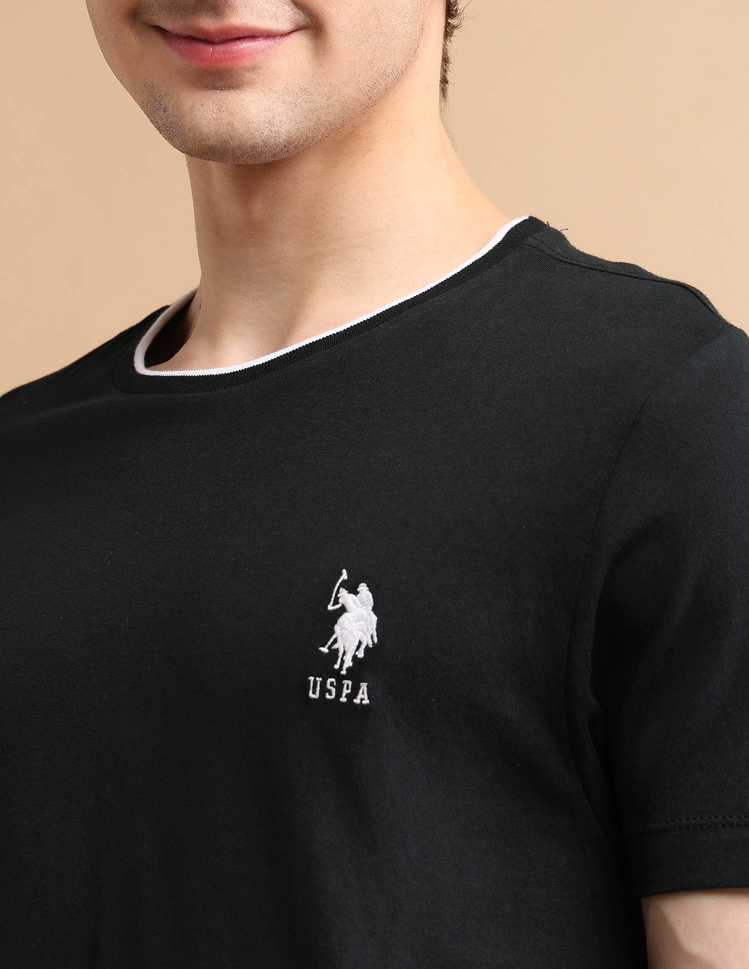 Stretchy Tipped T-Shirt Black - U.S. POLO ASSN. | Large