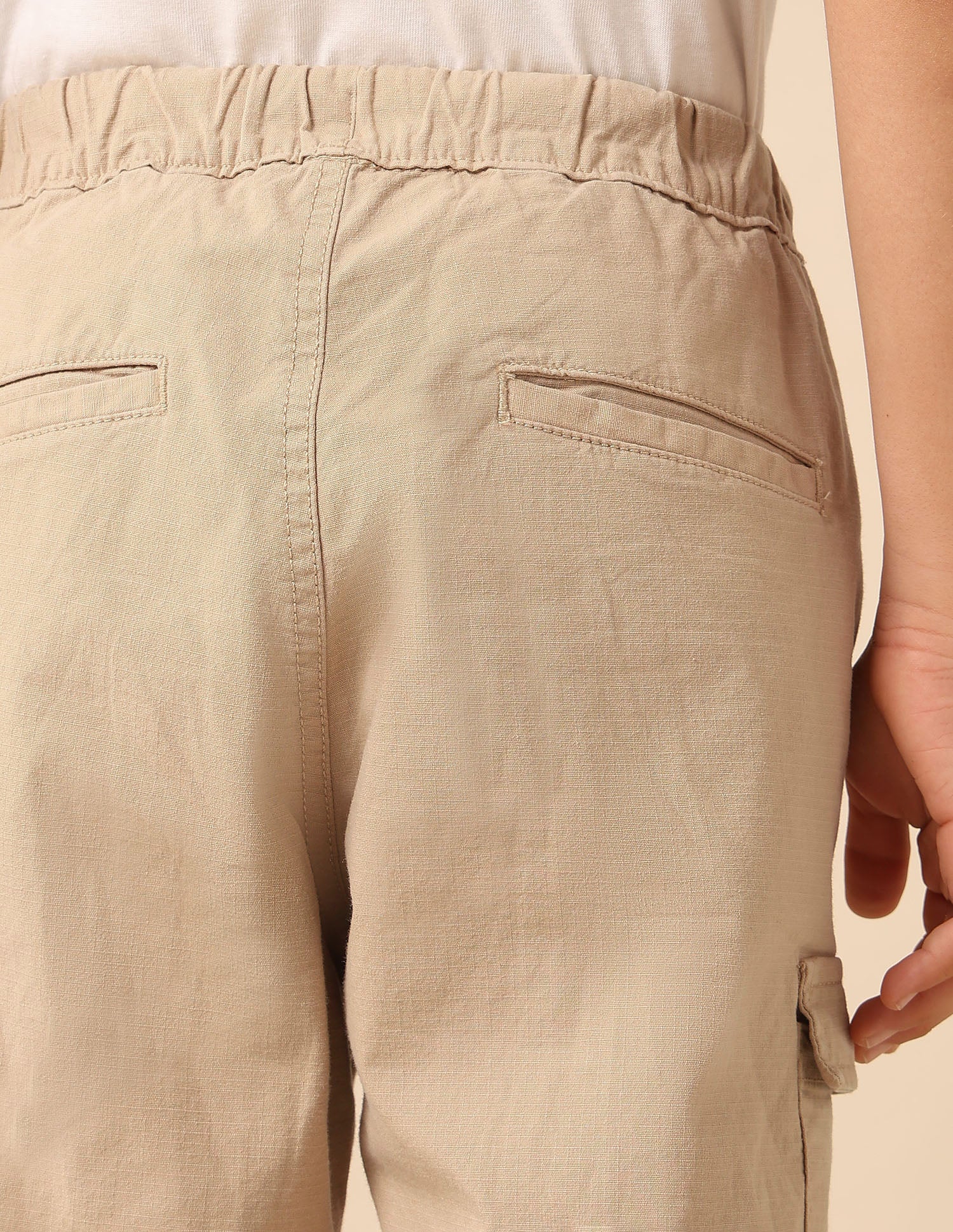 Boys Relaxed Fit Textured Cargo Shorts Beige - U.S. POLO ASSN. | Large