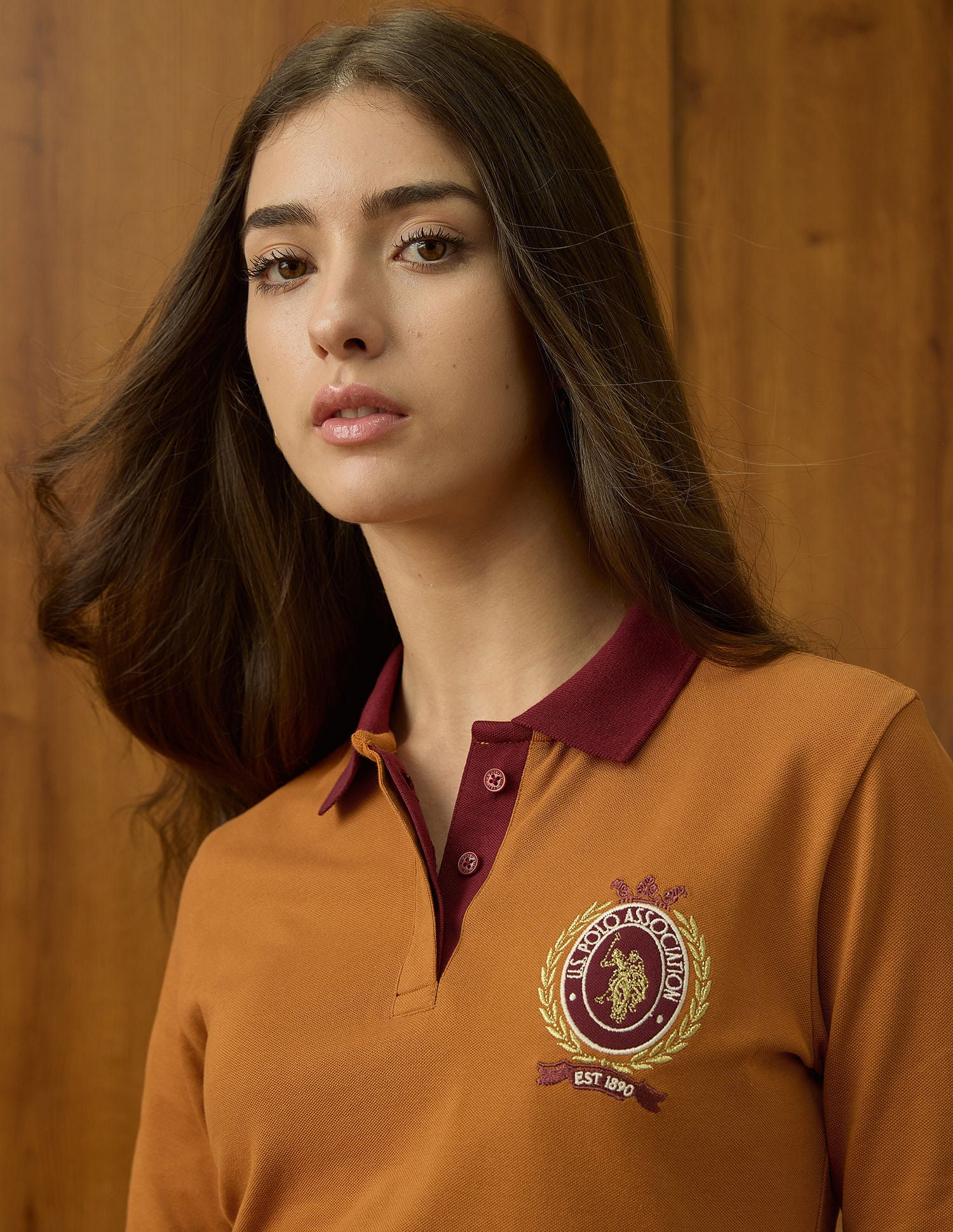 Polo With Elbow Length Sleeves And Contrast Collar Orange - U.S. POLO ASSN. | Large