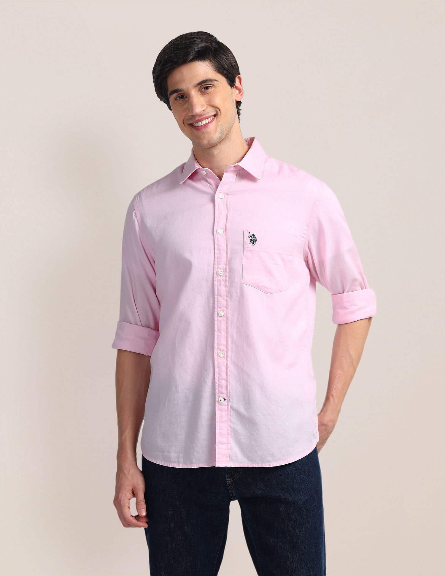 Solid Dobby Shirt Pink - U.S. Polo Assn. India | Large