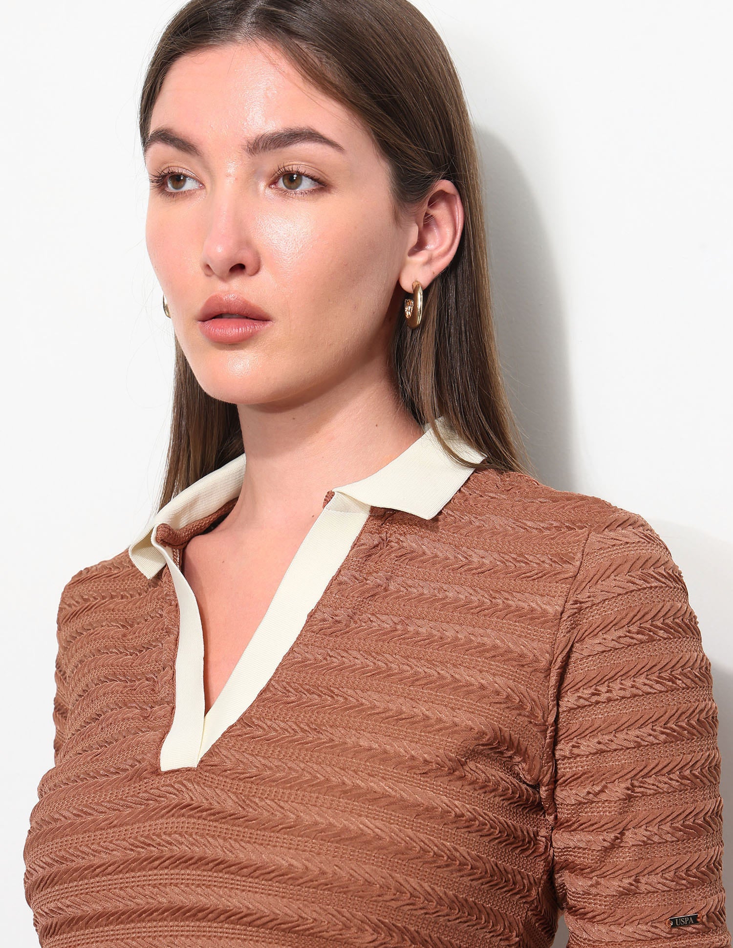 Textured Regular Fit Polo Shirt Brown - U.S. Polo Assn. India | Large
