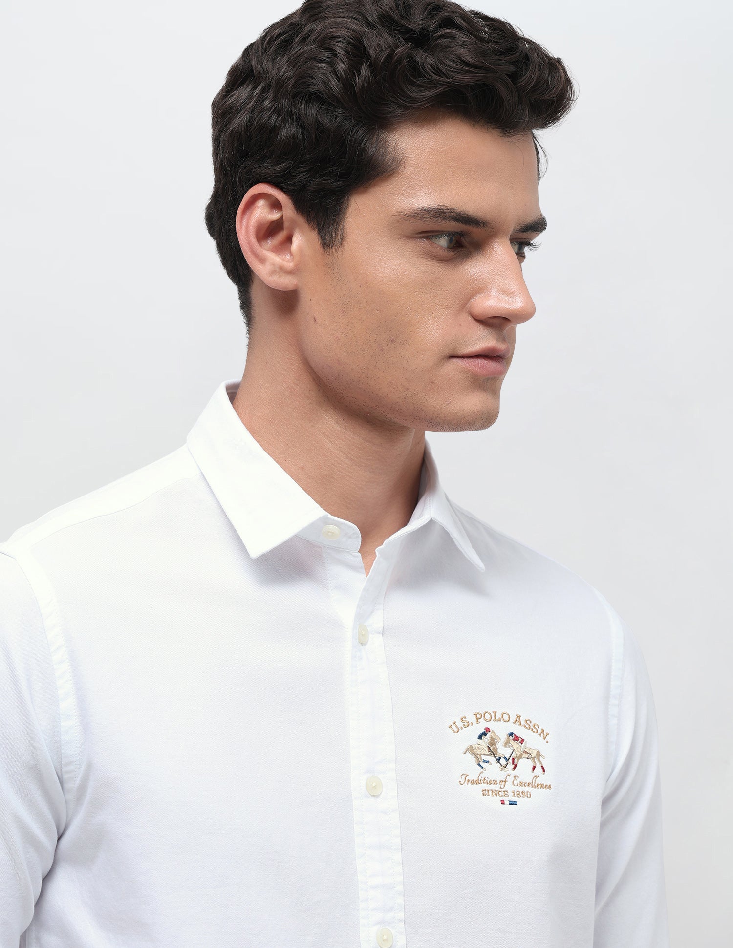 Embroidered Regular Fit Shirt White - U.S. Polo Assn. India | Large
