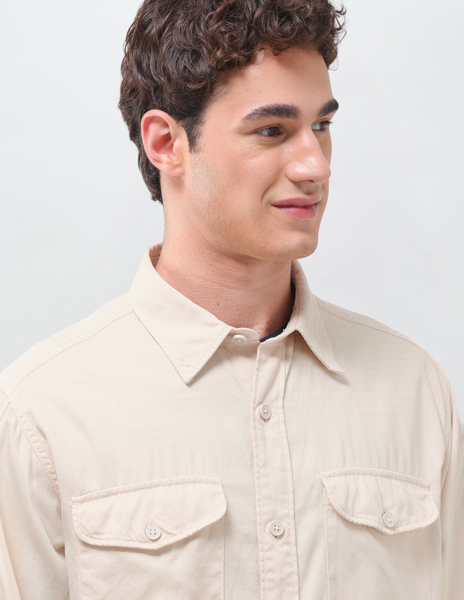 Twill Weave Comfort Fit Shirt Ecru - U.S. Polo Assn. India | Large