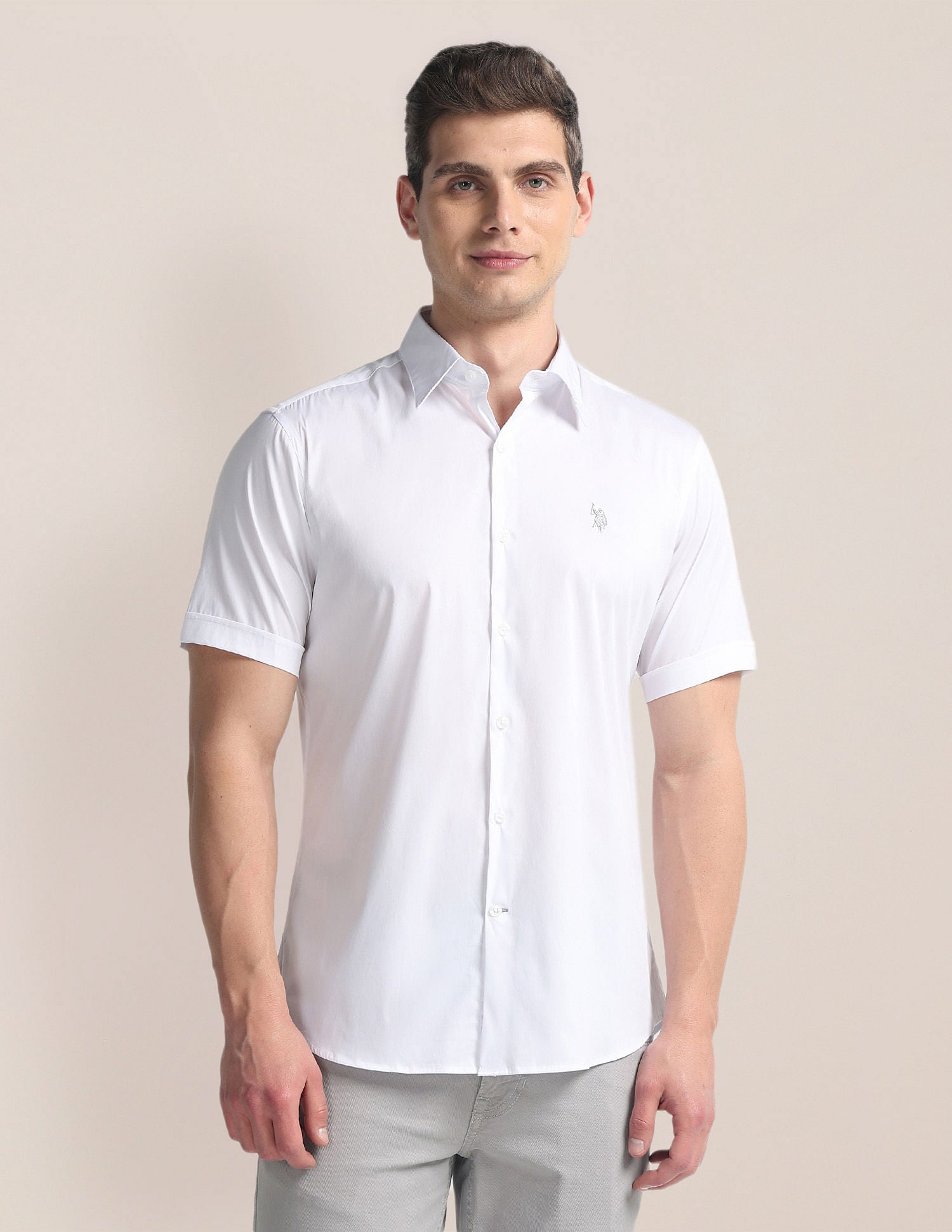 Short Sleeve Solid Shirt White - U.S. Polo Assn. India | Large