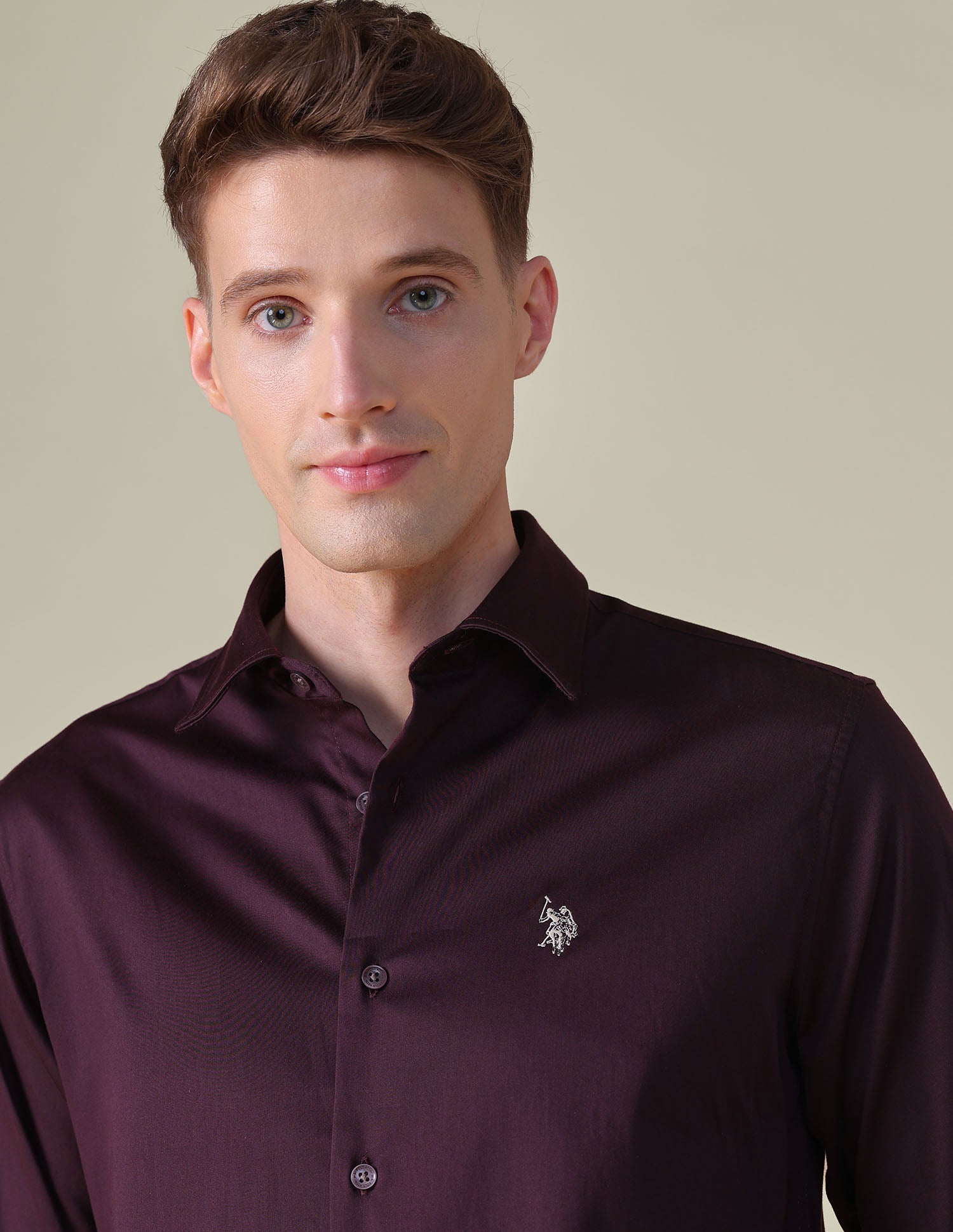 Satin Tailored Fit Shirt Wine - U.S. POLO ASSN. | Large