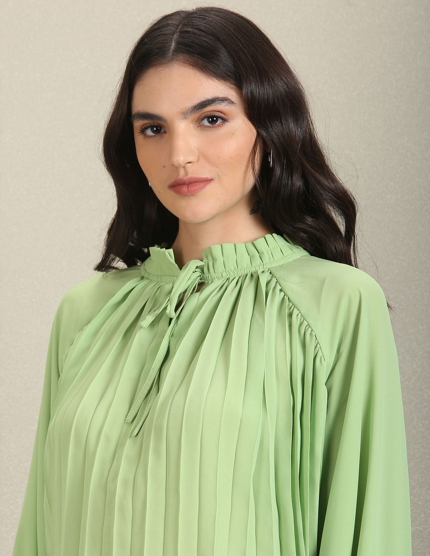 Raglan Sleeve Pleated Top Light Green - U.S. Polo Assn. India | Large