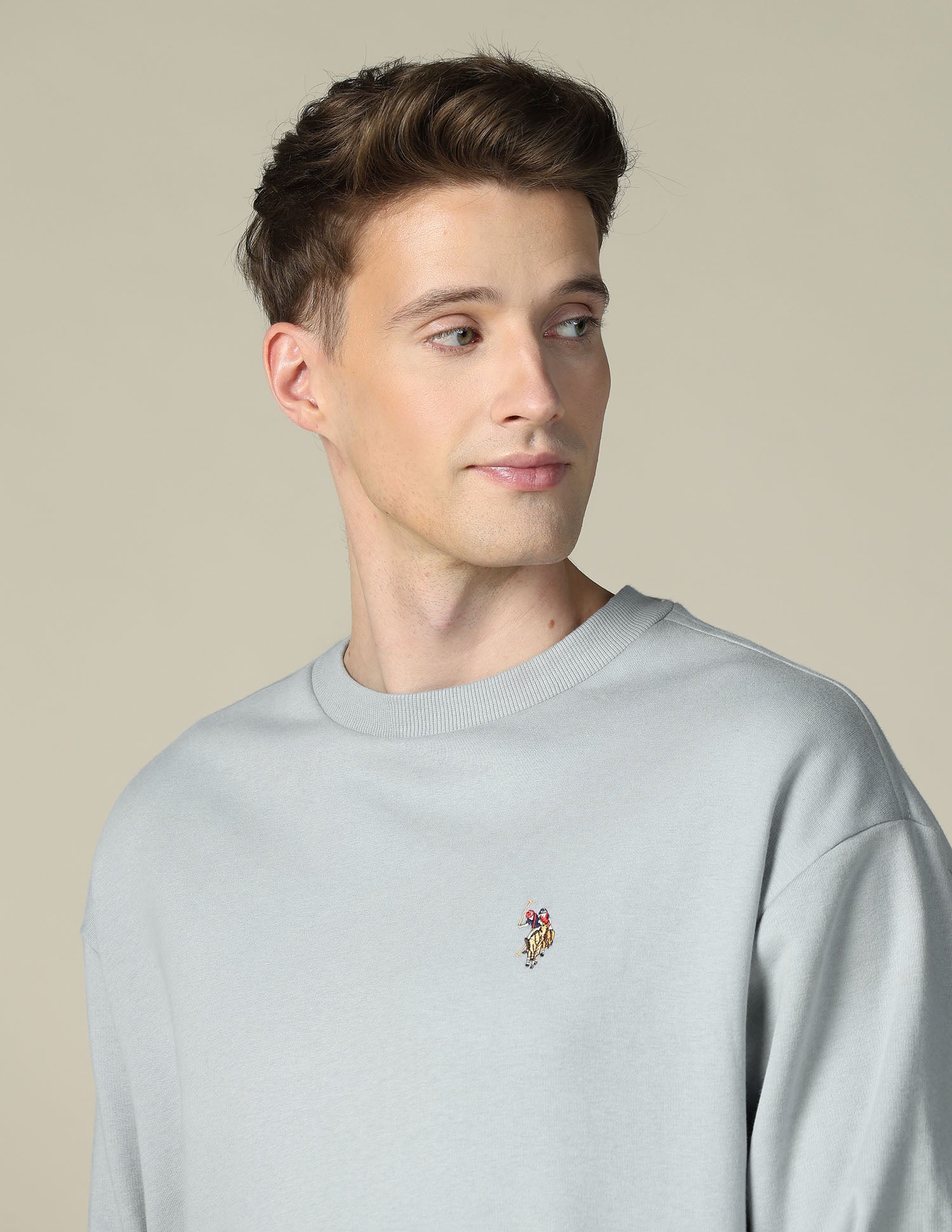 Solid Relaxed Fit Sweatshirt Light Grey - U.S. POLO ASSN. | Large