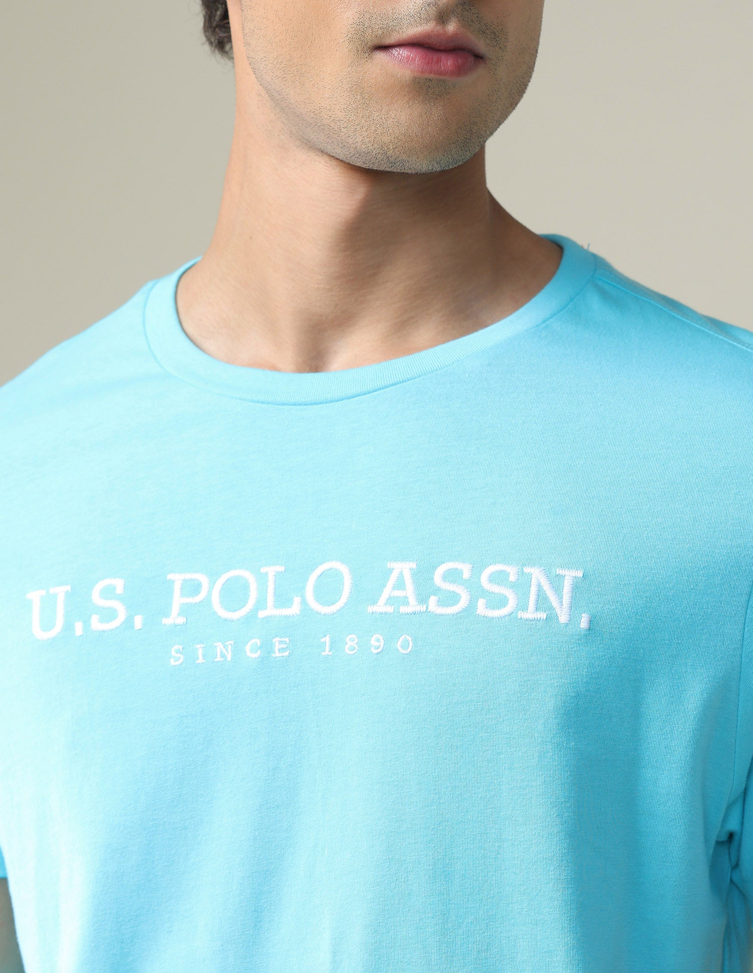 Brand Embroidered Cotton T-Shirt Aqua - U.S. POLO ASSN. | Large