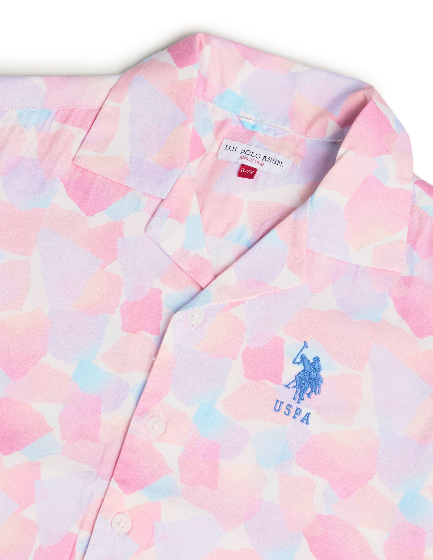 Boys All Over Printed Relaxed Fit Shirt White - U.S. POLO ASSN. | Large