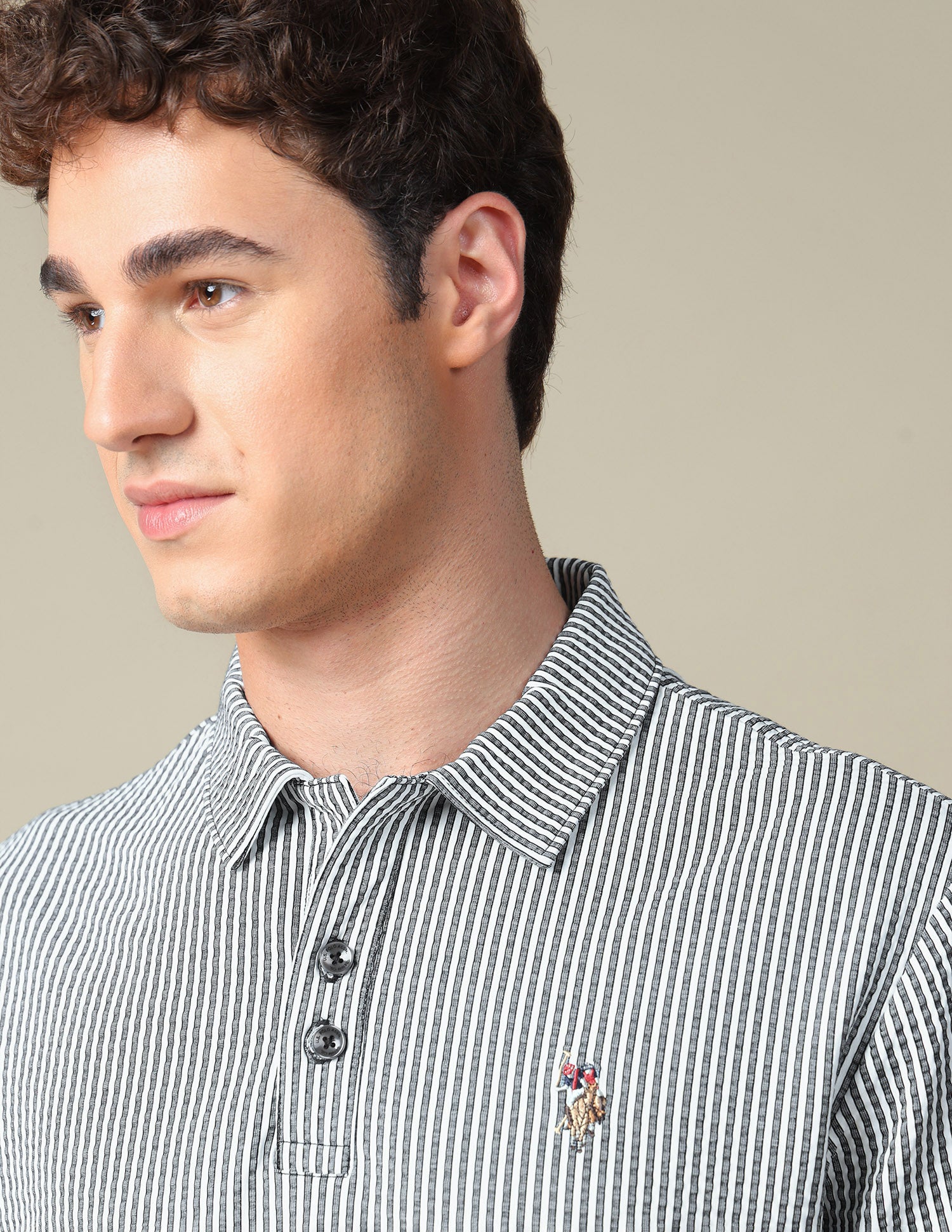 Vertical Striped Relaxed Fit Polo Shirt Black - U.S. Polo Assn. India | Large