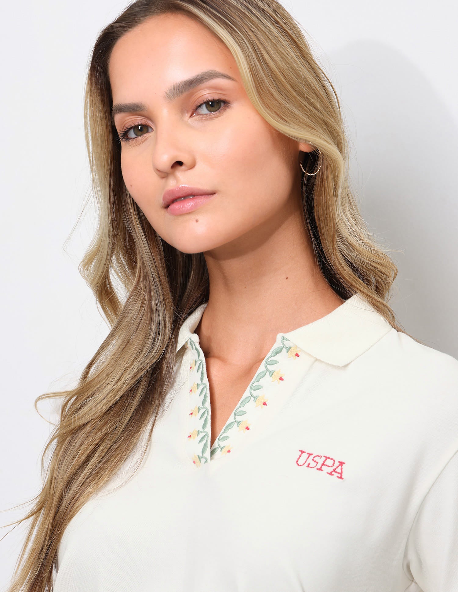 Embroidered Collar Regular Fit Polo Shirt White - U.S. Polo Assn. India | Large