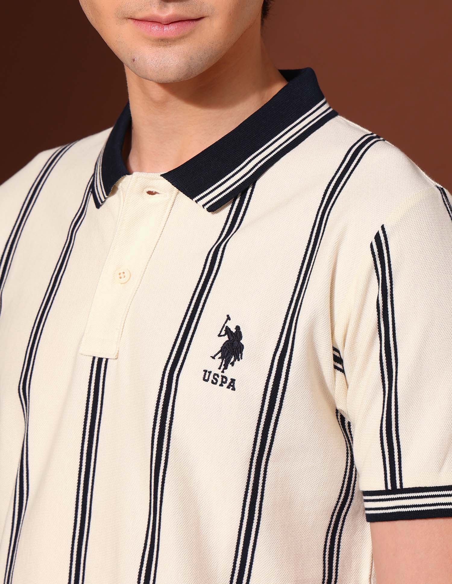 Pure Cotton Work And Wander Polo Shirt Off White - U.S. Polo Assn. India | Large