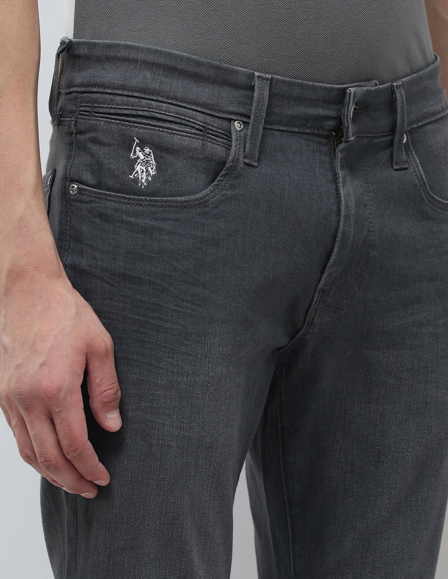 Brandon Slim-Tapered Fit Grey Jeans Dark Grey Wash - U.S. POLO ASSN. | Large