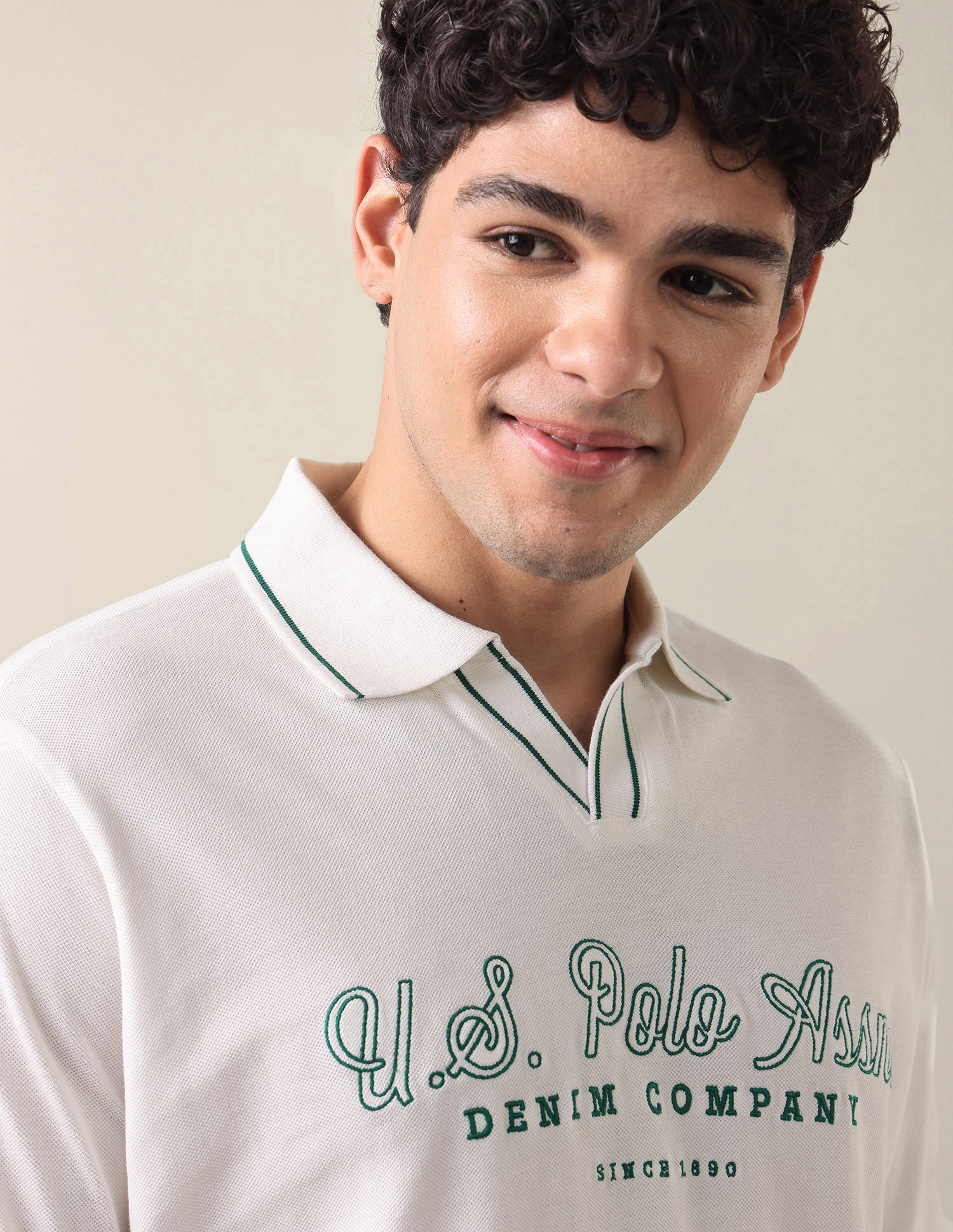 Brand Embroidered Comfort Fit Polo Shirt Ivory - U.S. Polo Assn. India | Large