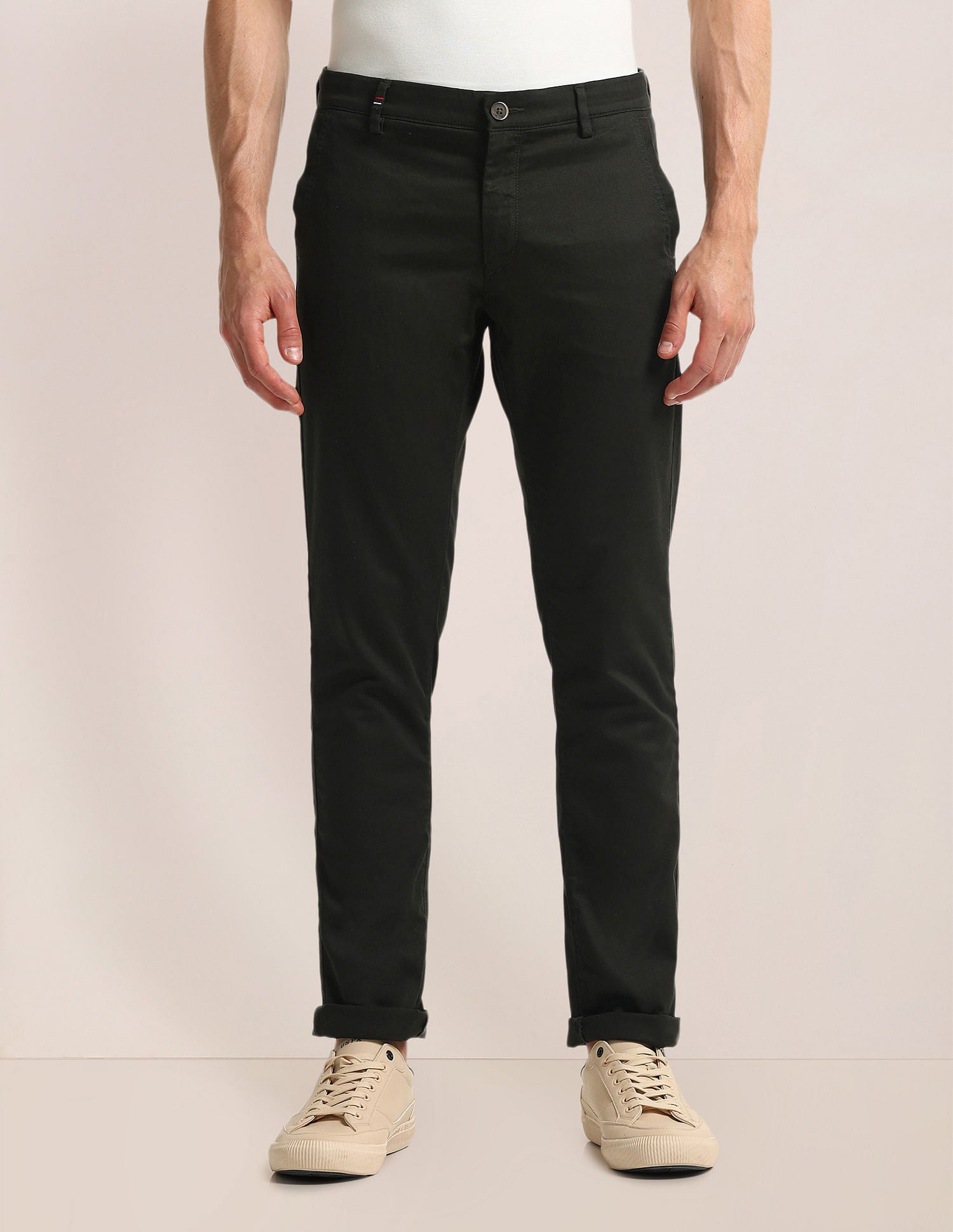 Denver Slim Fit Solid Trousers Olive - U.S. POLO ASSN. | Large