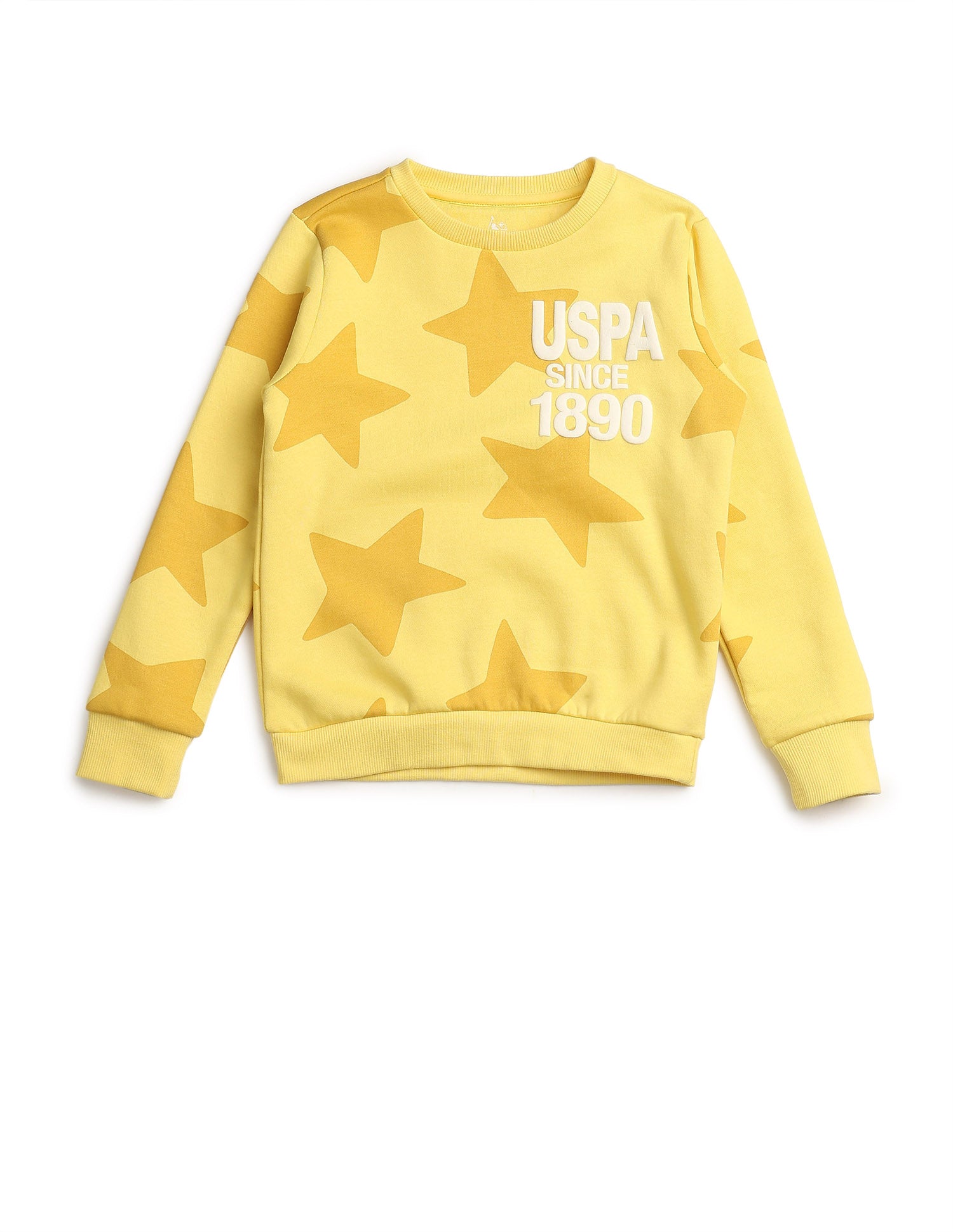 Boys Geometric Starred Regular Fit Sweatshirt Yellow - U.S. POLO ASSN. | Large