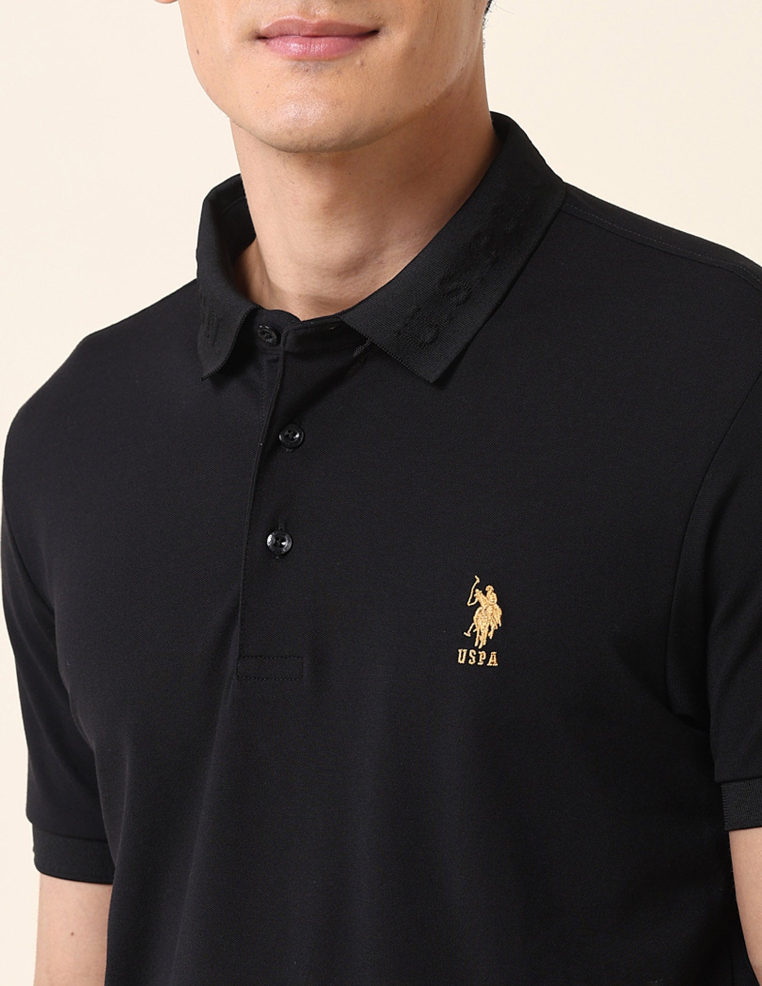 Solid Slim Fit Polo Shirt Black - U.S. Polo Assn. India | Large