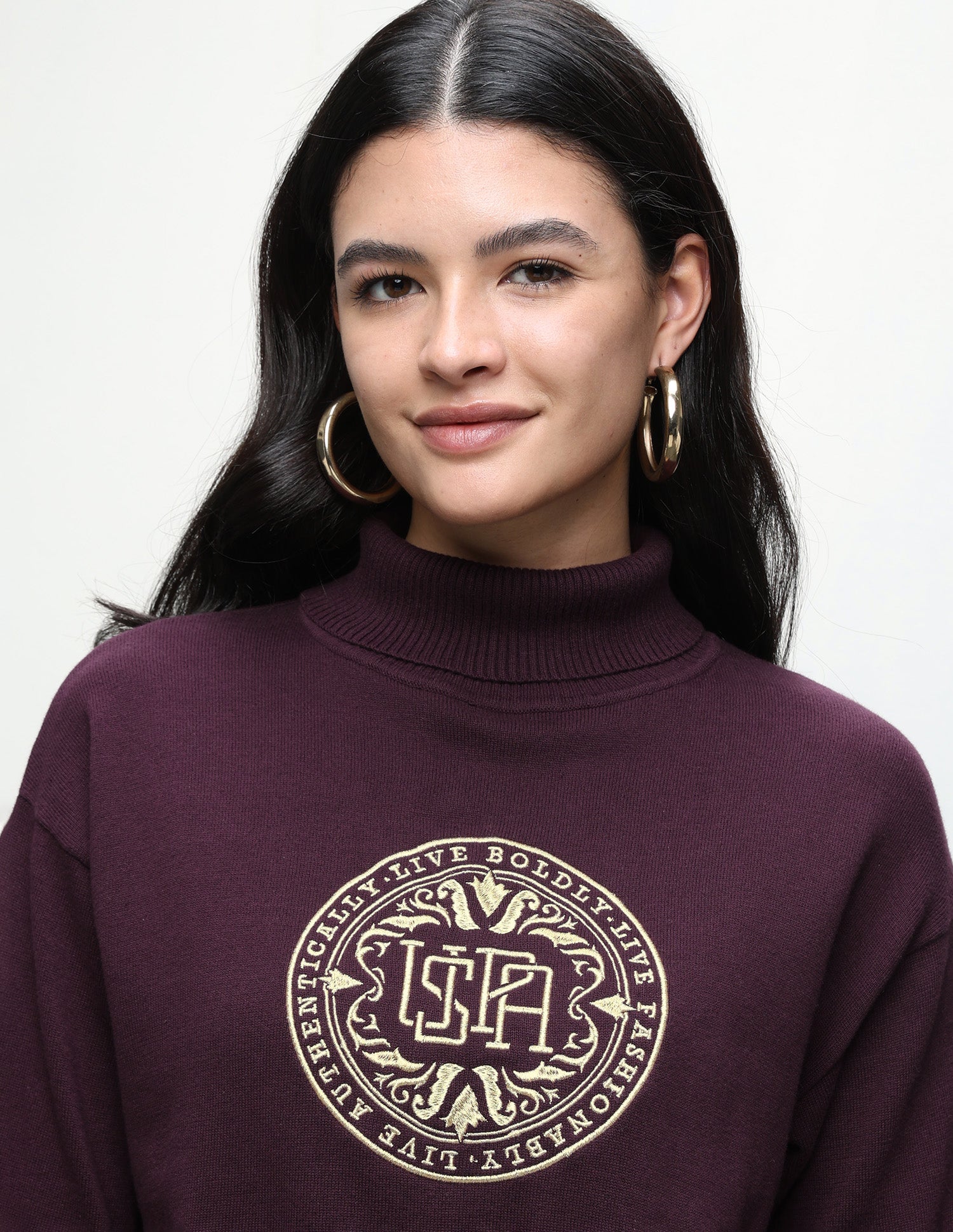 Brand Embroidered Regular Fit Sweater Wine - U.S. Polo Assn. India | Large
