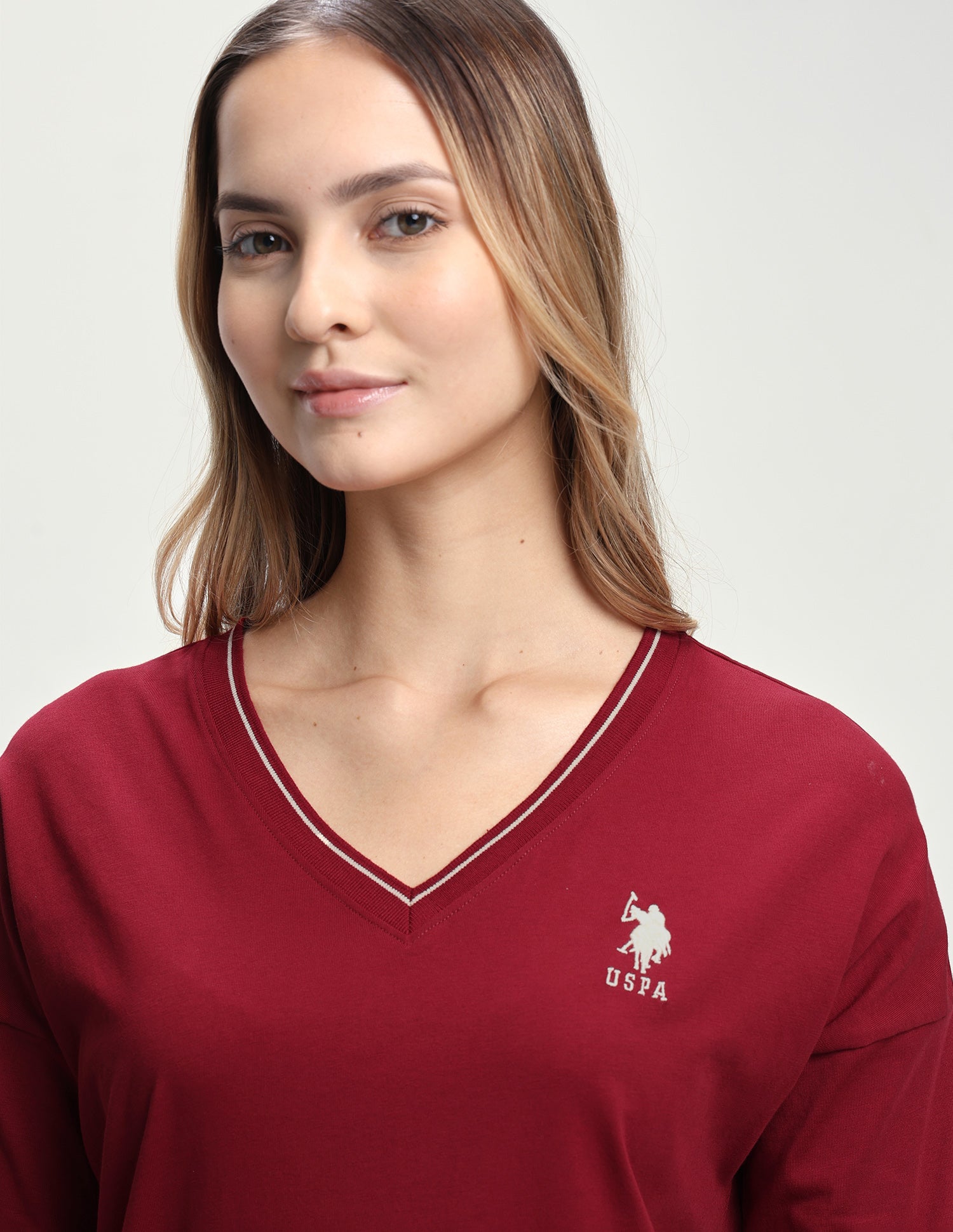 Solid Relaxed Fit T-Shirt Dark Red - U.S. Polo Assn. India | Large