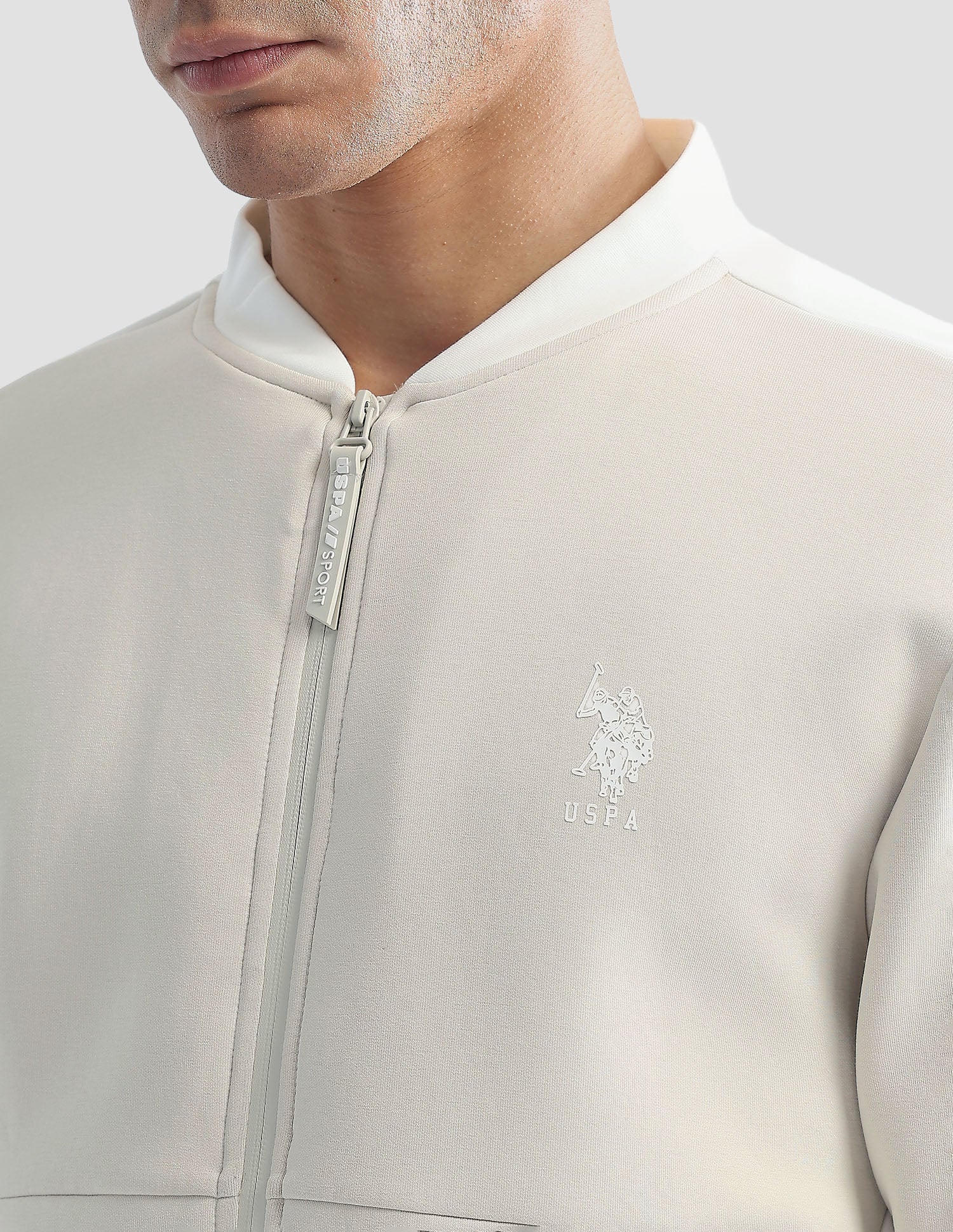 Regular Fit Zipper Active Sweatshirt Beige - U.S. Polo Assn. India | Large